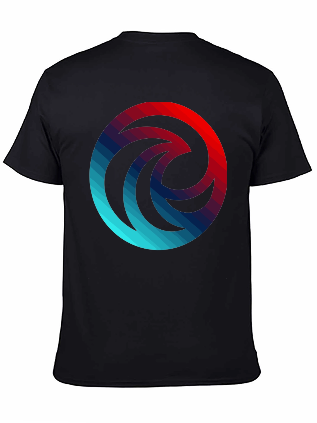 Gradient Wave Circle Graphic Black T-Shirt