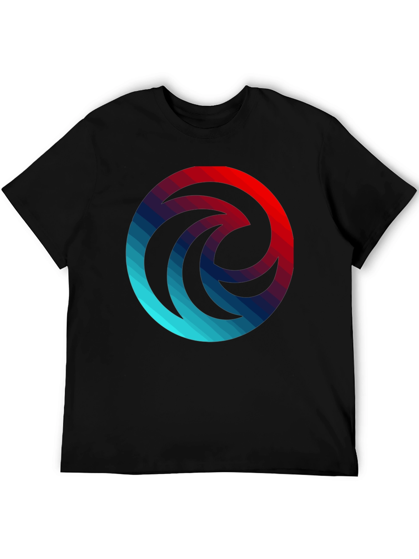Gradient Wave Circle Graphic Black T-Shirt