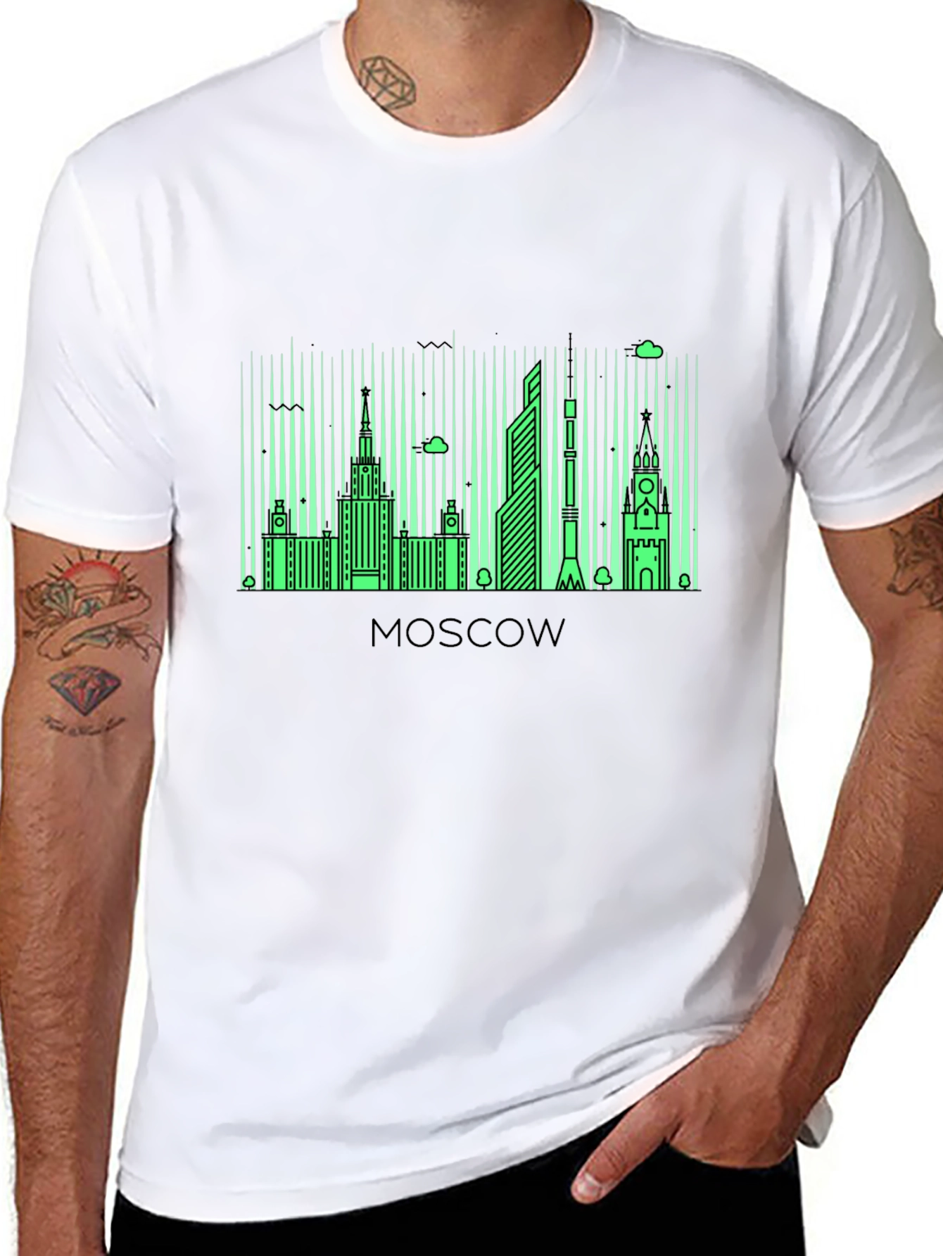 Moscow Skyline Graphic Tee - Black Cotton Blend