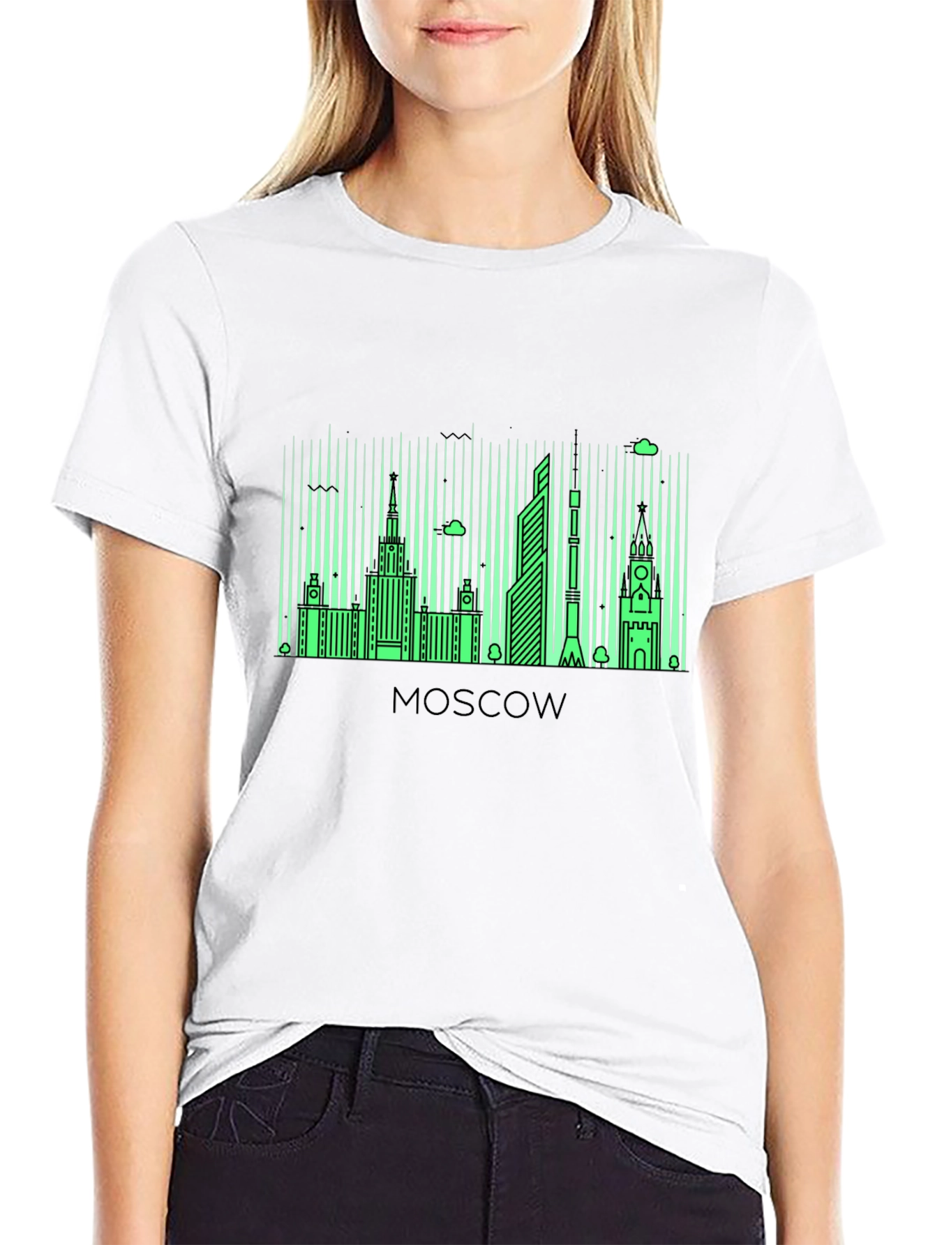 Moscow Skyline Graphic Tee - Black Cotton Blend