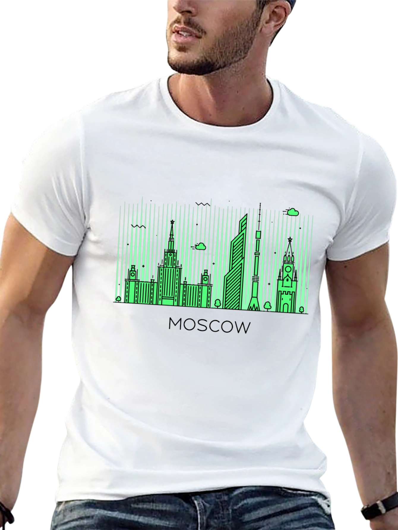 Moscow Skyline Graphic Tee - Black Cotton Blend