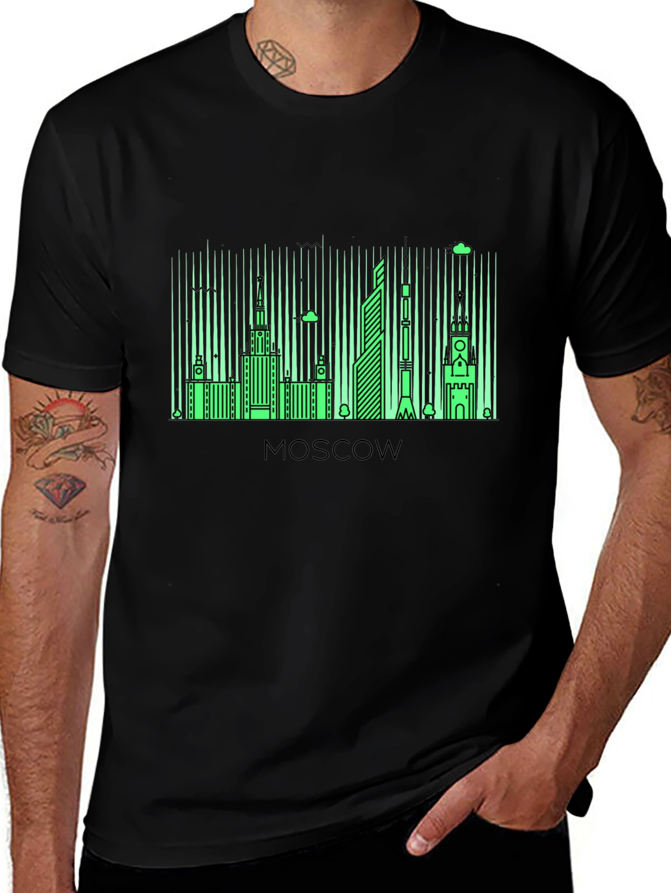 Moscow Skyline Graphic Tee - Black Cotton Blend