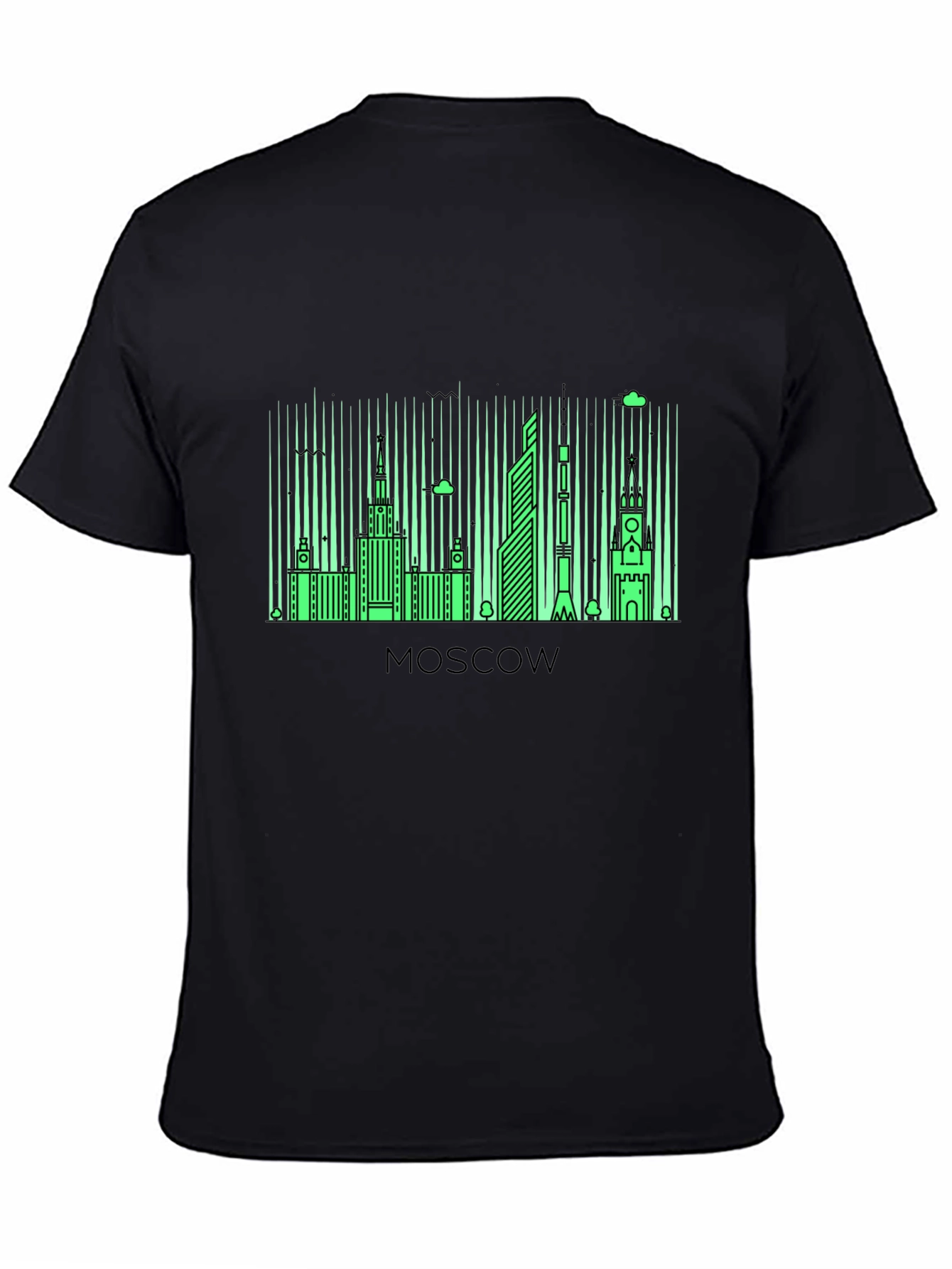 Moscow Skyline Graphic Tee - Black Cotton Blend