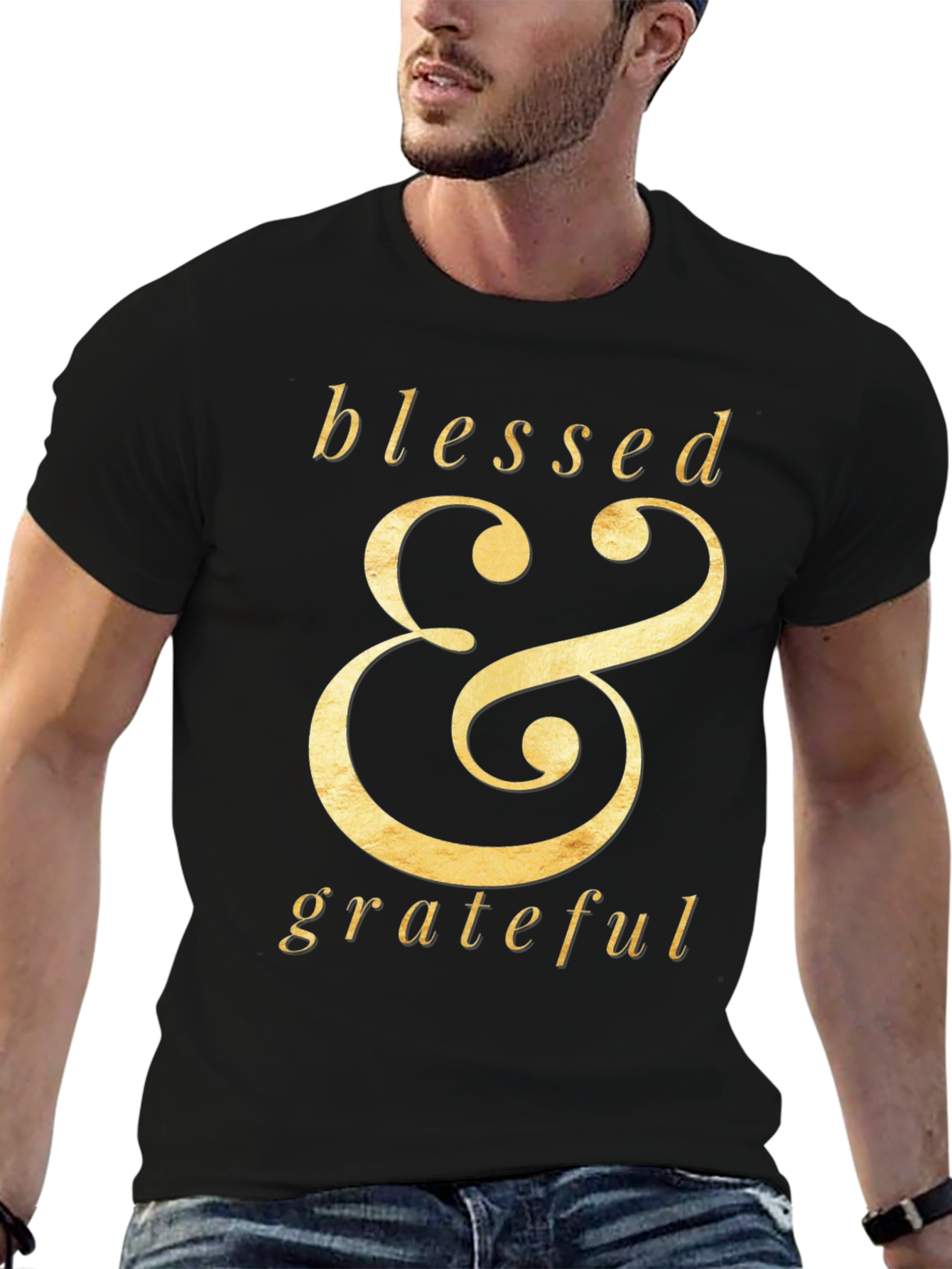 Blessed & Grateful Graphic Tee - Stylish Black T-Shirt