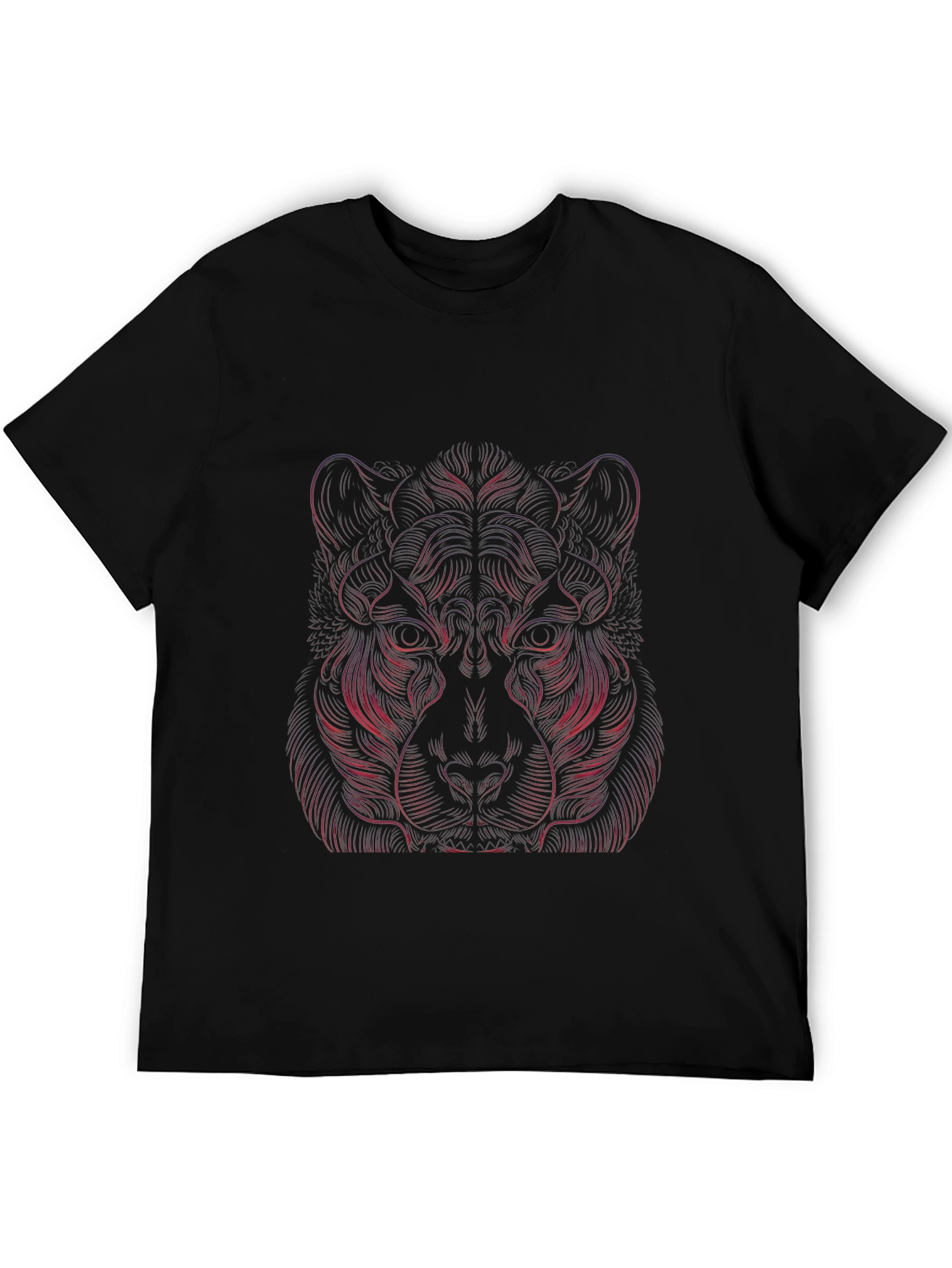 Abstract Lion Graphic Black T-Shirt