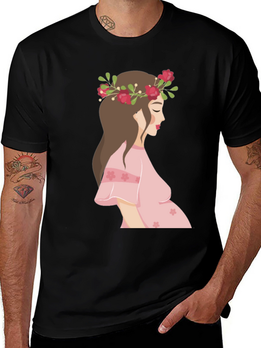 Stylish Maternity T-Shirt with Floral Design