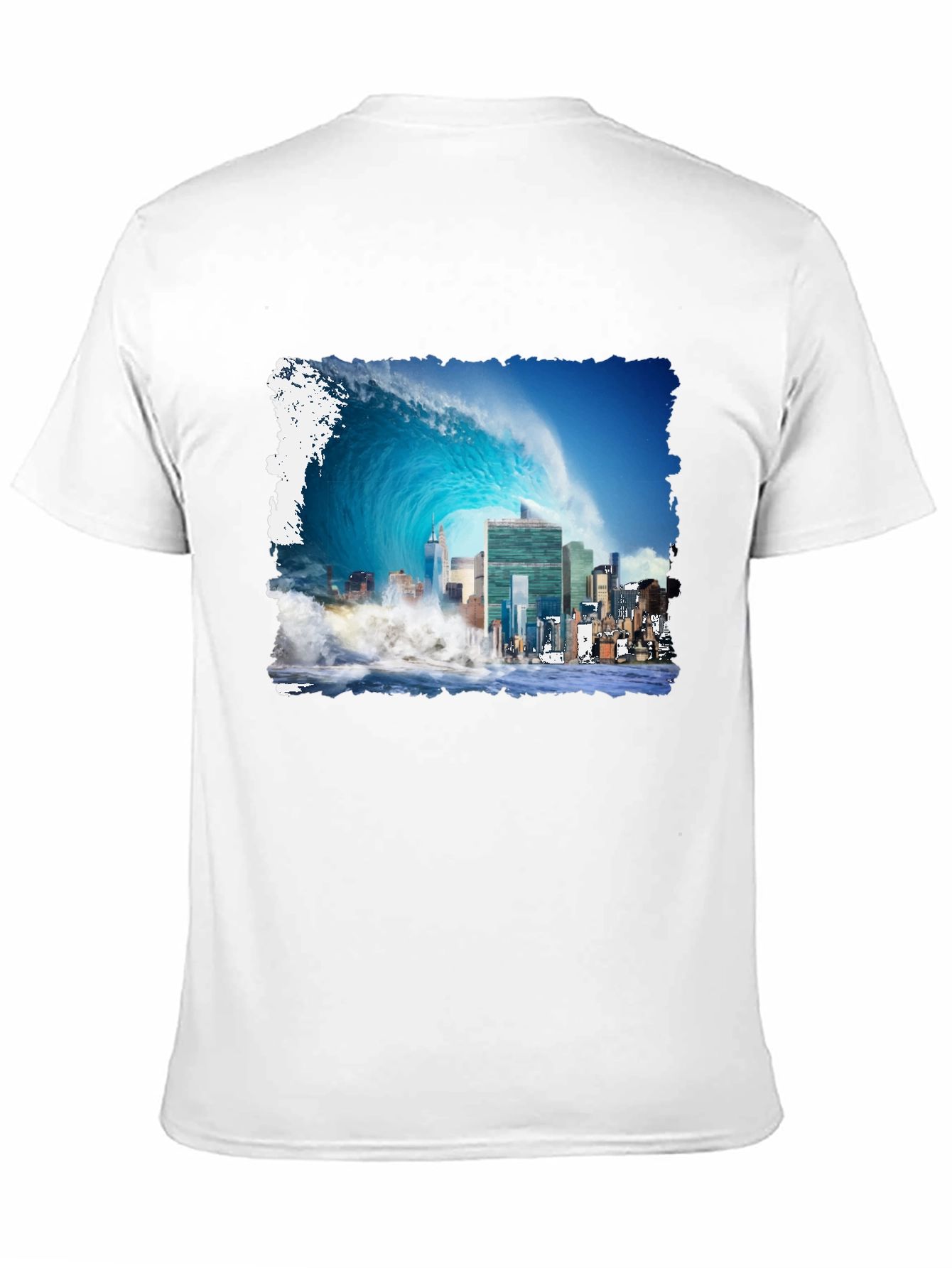 Tsunami Cityscape Graphic Tee - Black Cotton T-Shirt