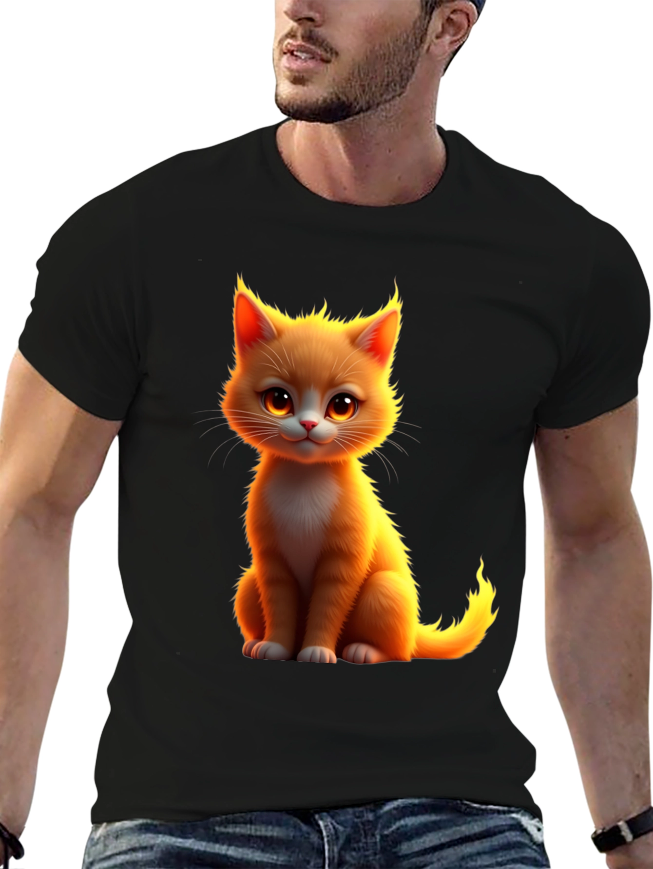 Cute Kitten Graphic Black T-Shirt