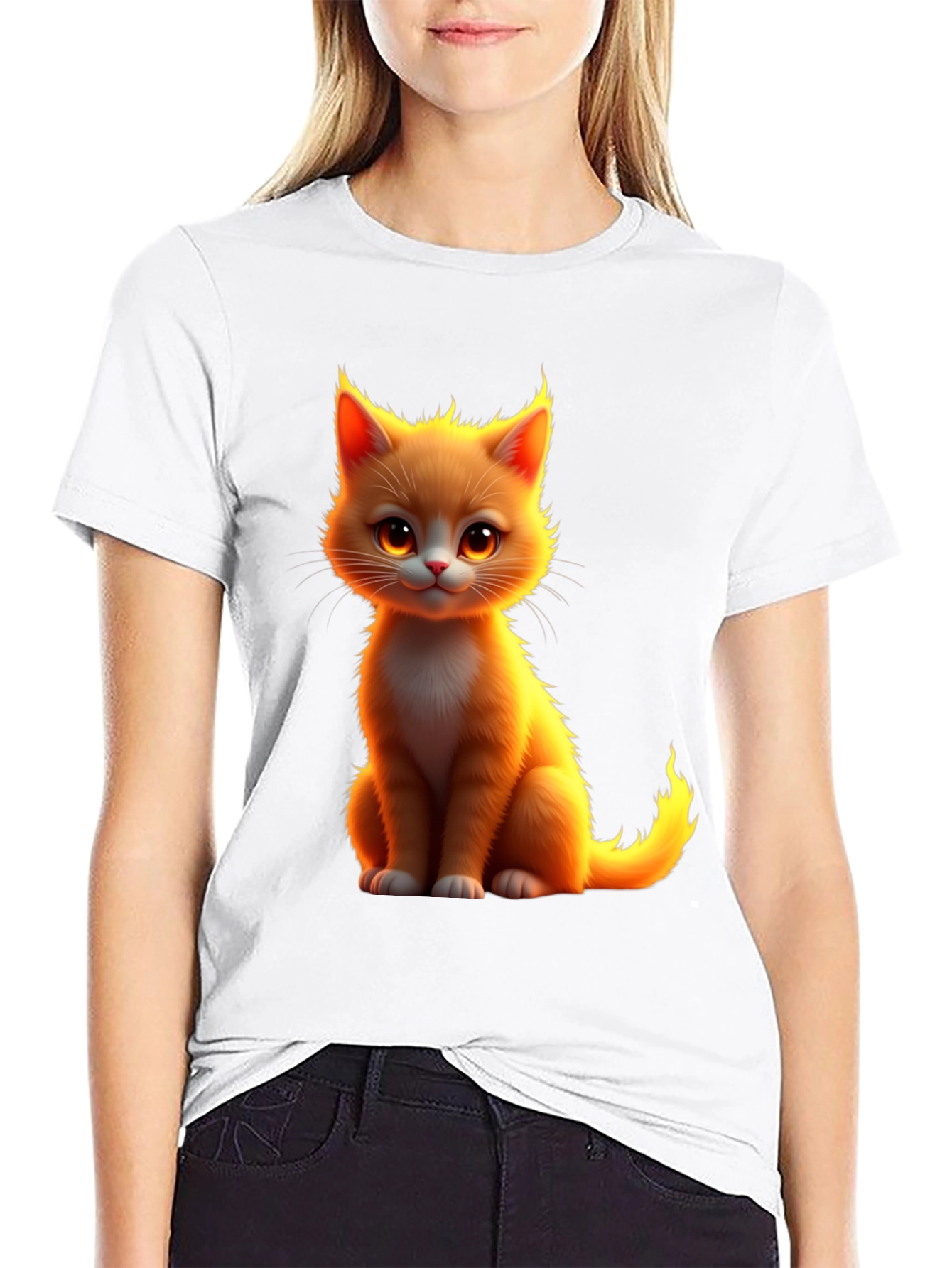 Cute Kitten Graphic Black T-Shirt