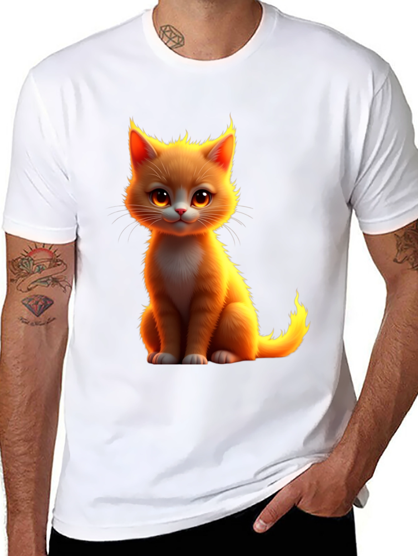 Cute Kitten Graphic Black T-Shirt