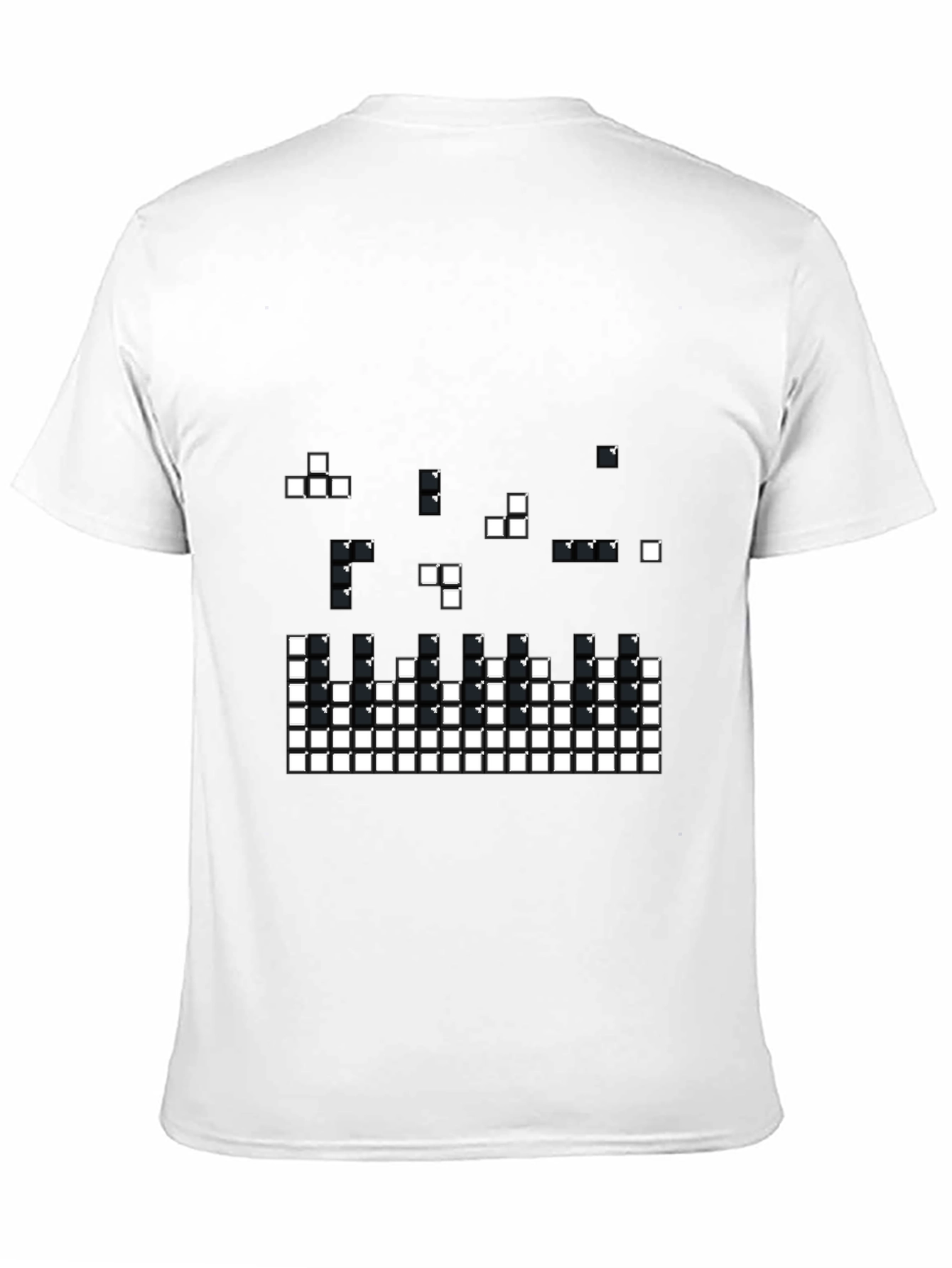 Tetris Pixel Art Black T-Shirt