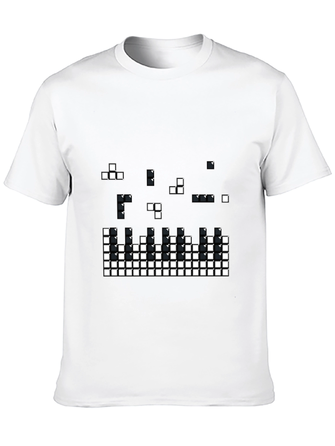 Tetris Pixel Art Black T-Shirt