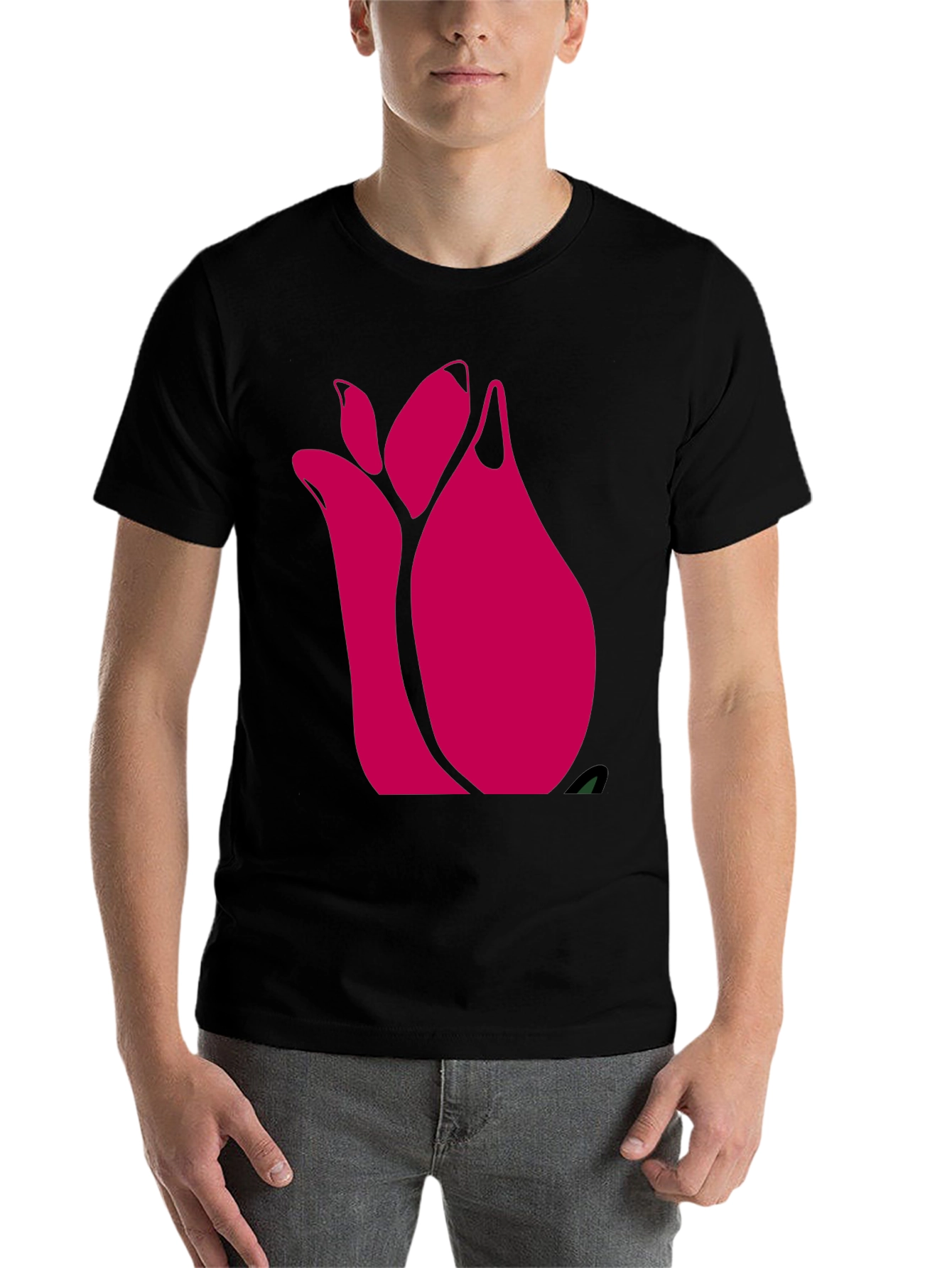 Bold Floral Graphic Print Black Casual Tee