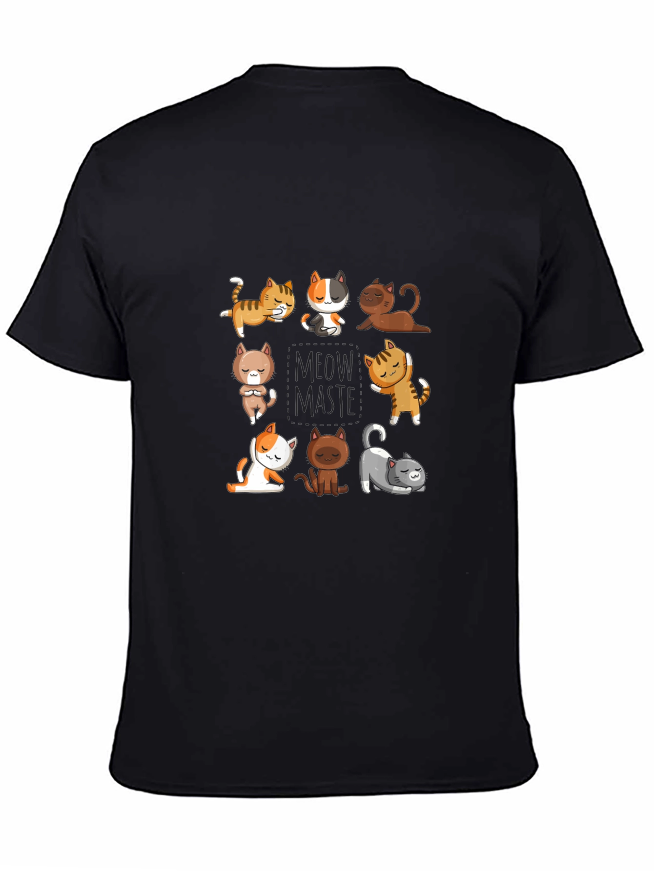 Yoga Cats Black T-Shirt - Meow Master