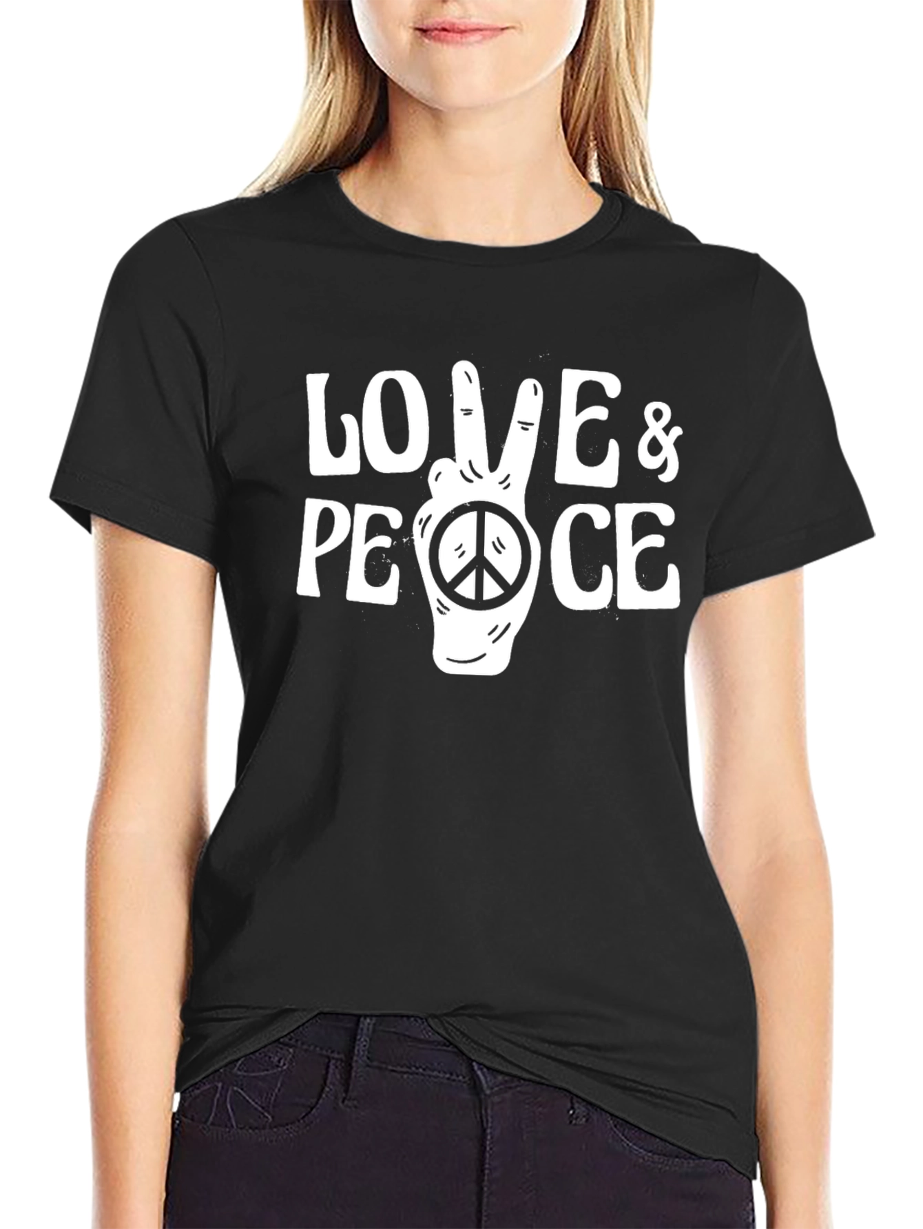 Love & Peace Graphic Tee - Black