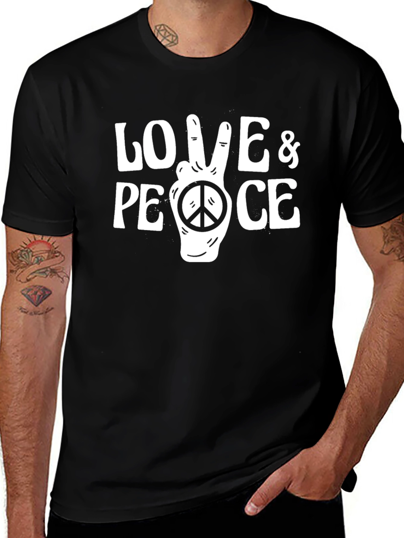 Love & Peace Graphic Tee - Black