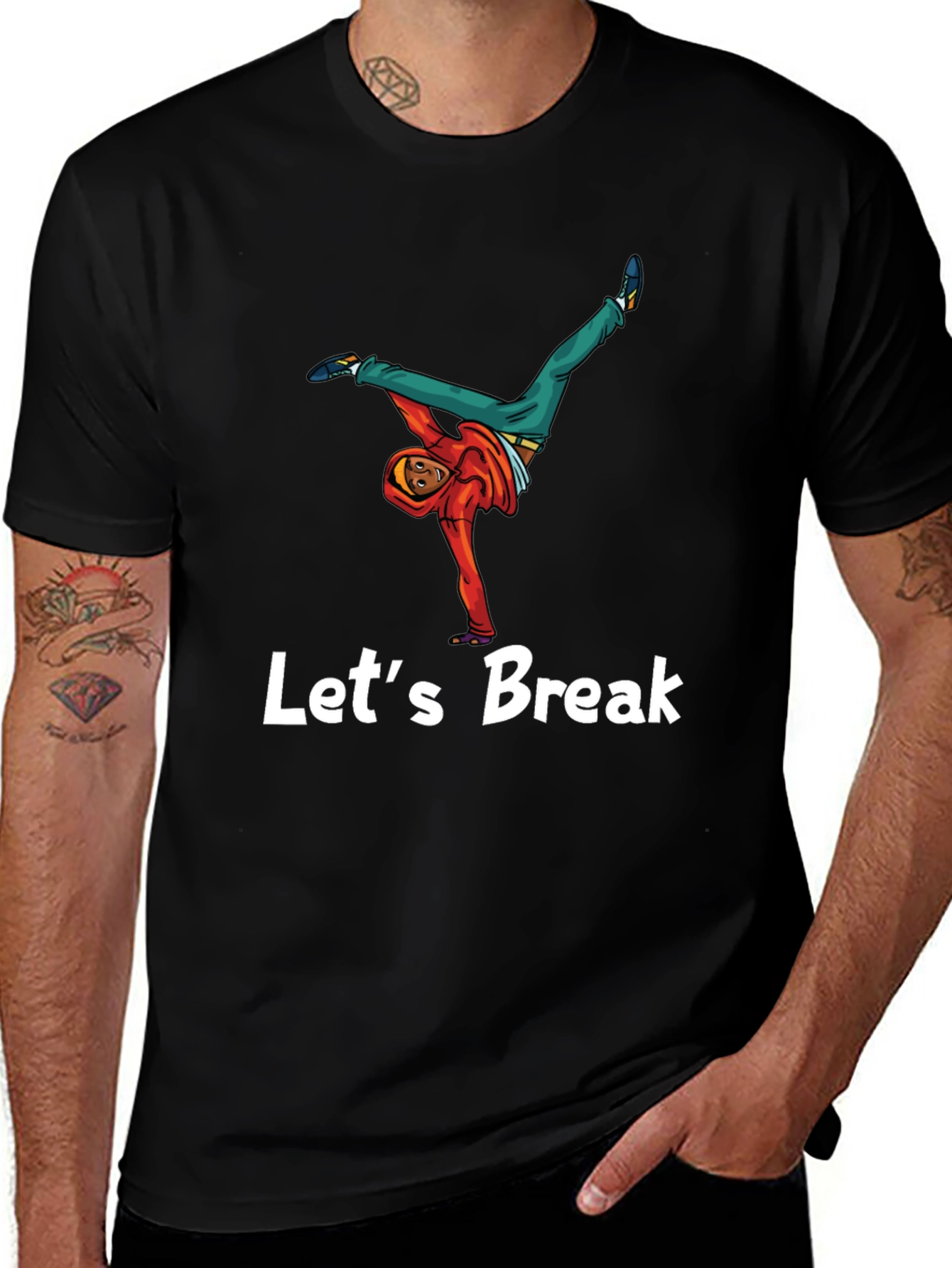 Lets Break Dance Tee - Black Graphic T-Shirt
