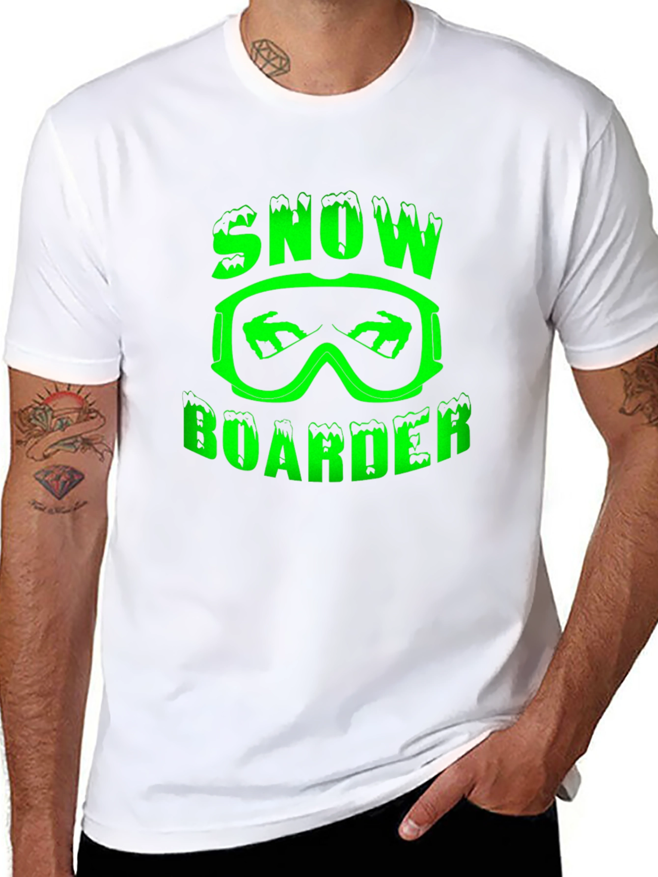 Snowboarder Graphic Tee - Black Cotton T-Shirt
