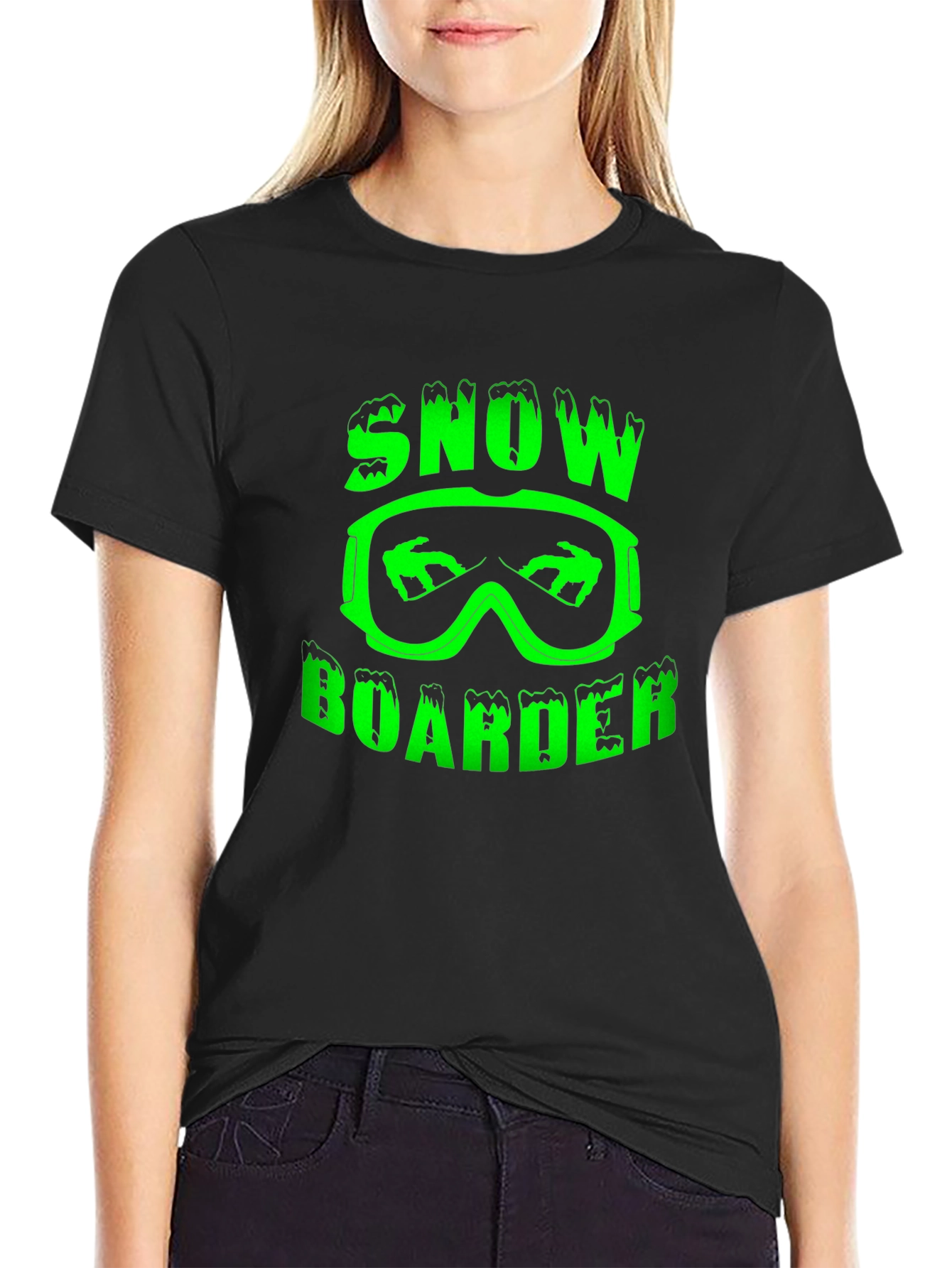 Snowboarder Graphic Tee - Black Cotton T-Shirt