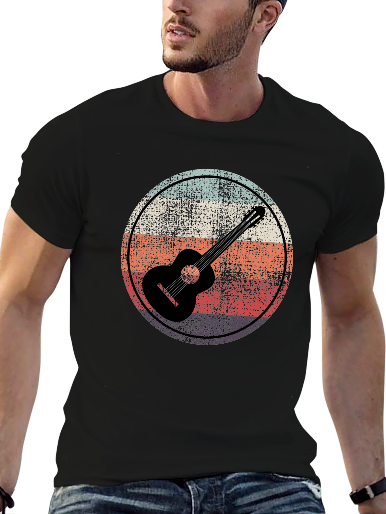 Retro Guitar Circle Graphic Tee