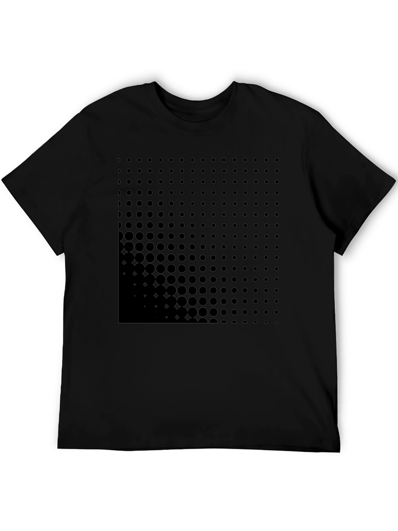 Modern Black Graphic Tee - Dot Matrix Design