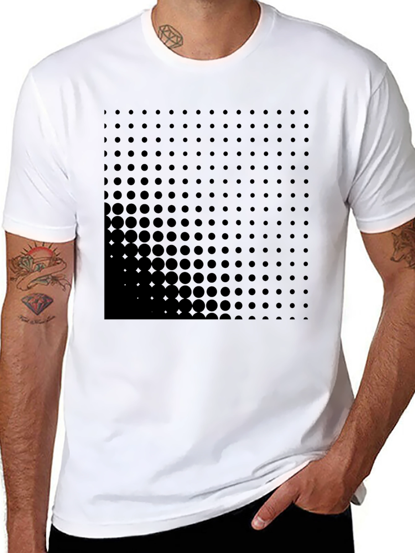 Modern Black Graphic Tee - Dot Matrix Design