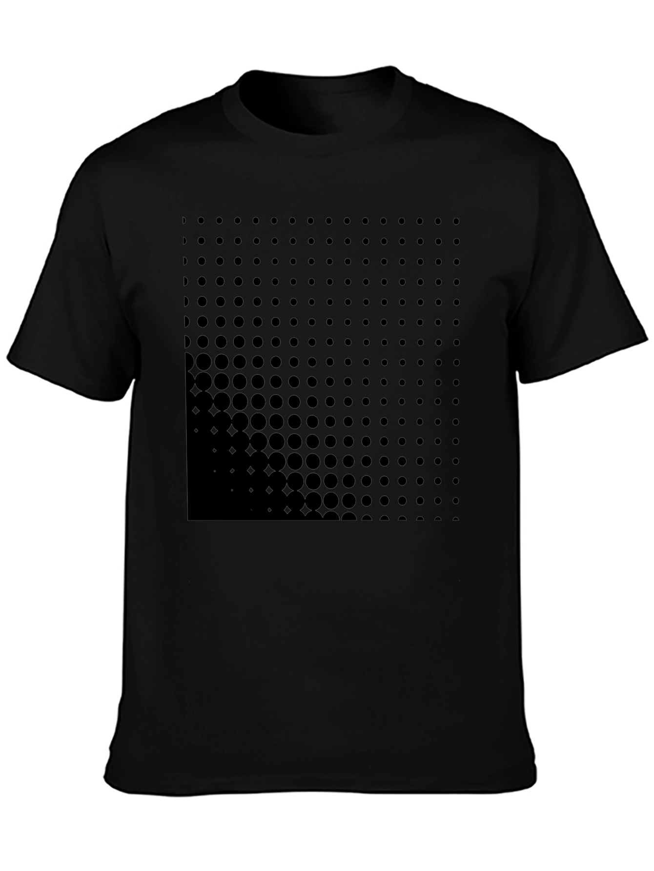 Modern Black Graphic Tee - Dot Matrix Design