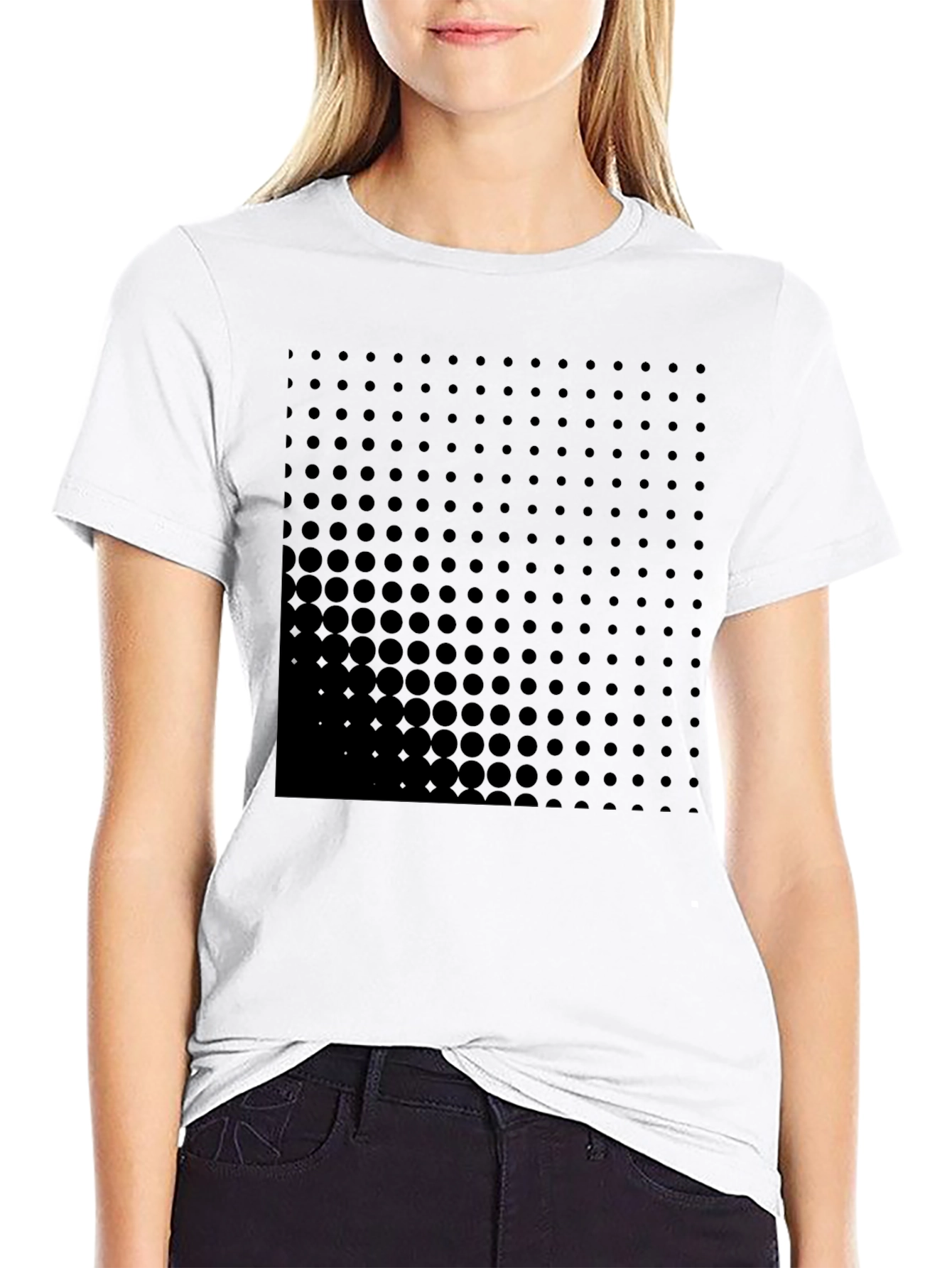 Modern Black Graphic Tee - Dot Matrix Design