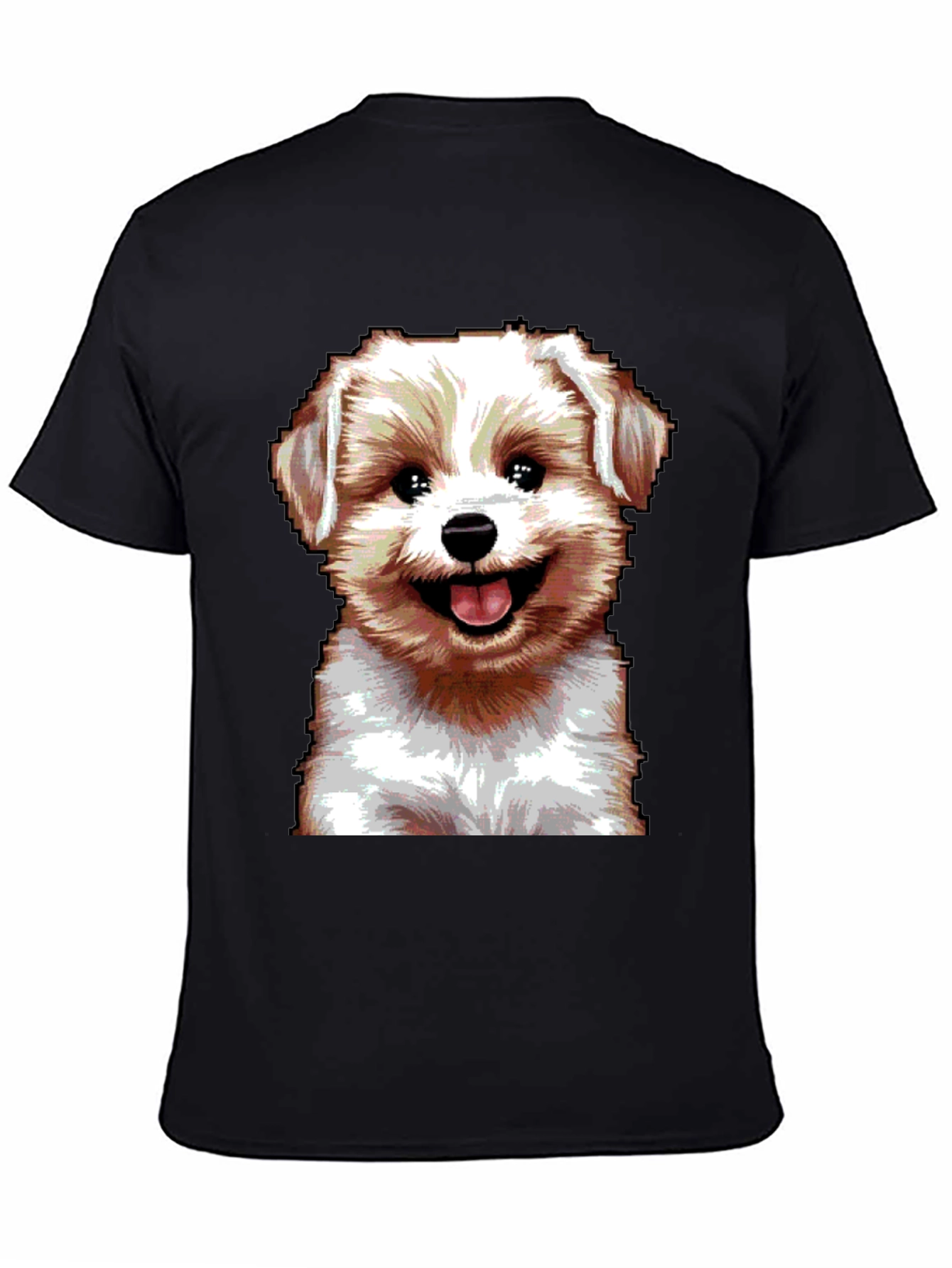 Cute Dog Graphic Tee - Black Cotton Blend