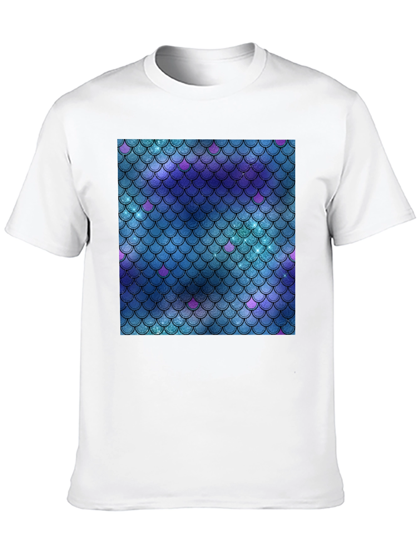 Mermaid Scale Pattern Graphic Tee - Stylish Casual Wear