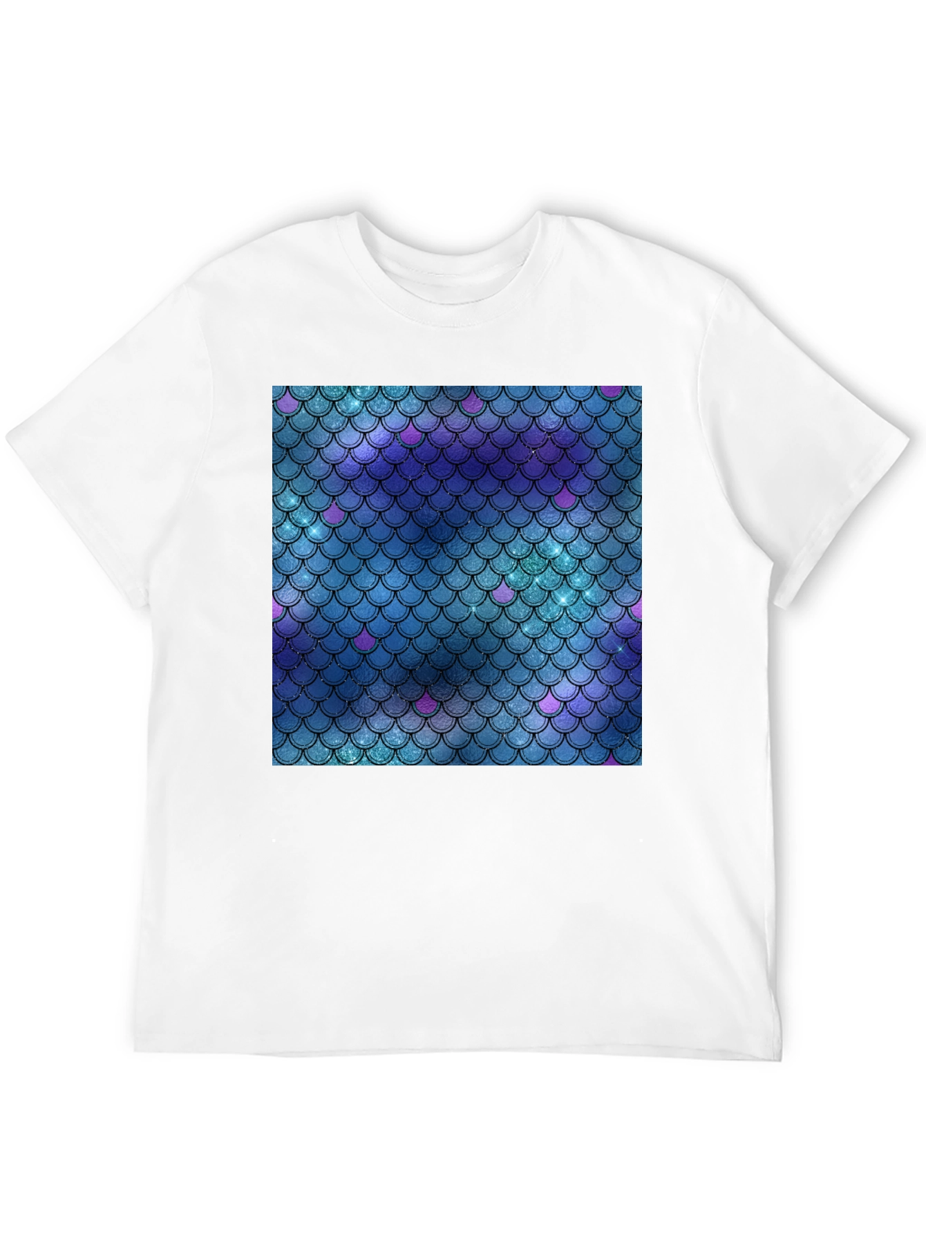 Mermaid Scale Pattern Graphic Tee - Stylish Casual Wear