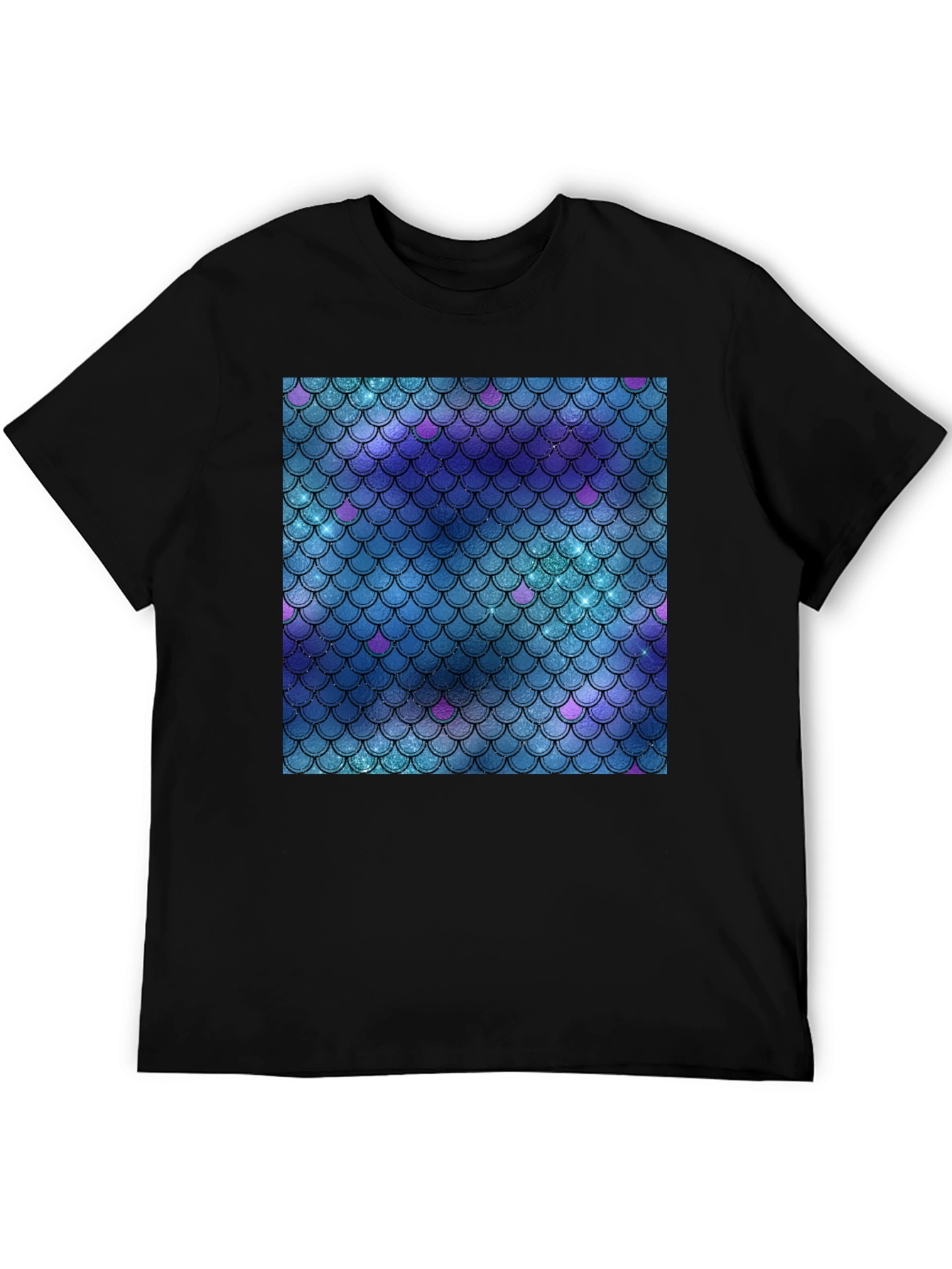 Mermaid Scale Pattern Graphic Tee - Stylish Casual Wear