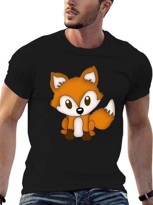 Cute Fox Graphic Tee - Soft Black T-Shirt