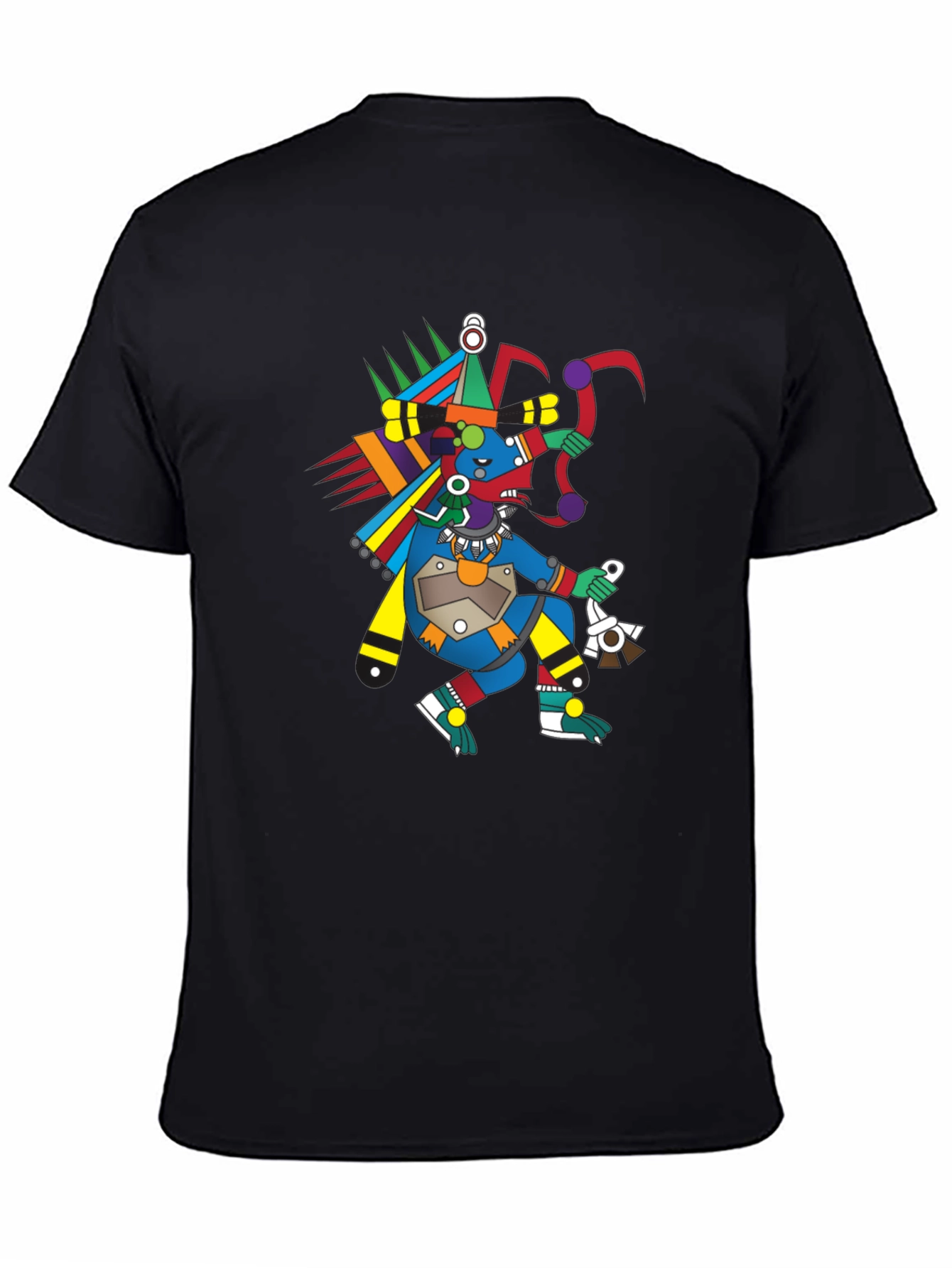 Aztec Warrior Graphic T-Shirt - Black Cotton Tee
