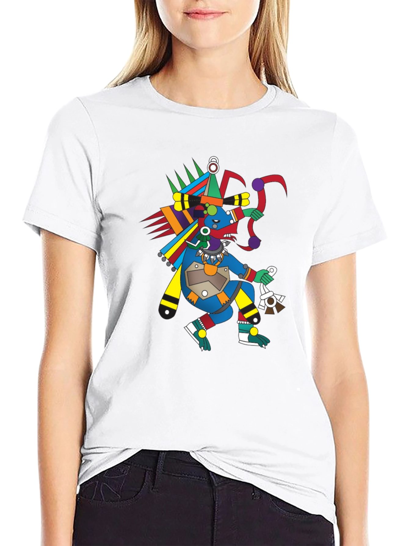 Aztec Warrior Graphic T-Shirt - Black Cotton Tee