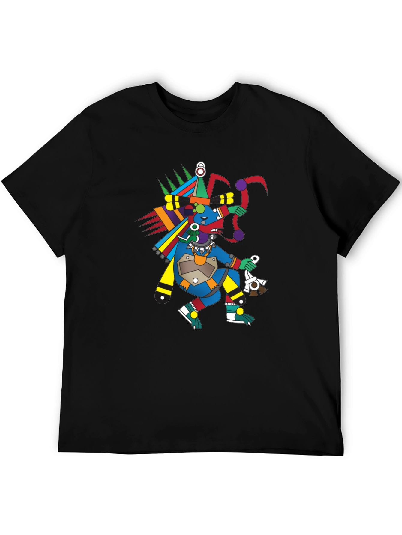 Aztec Warrior Graphic T-Shirt - Black Cotton Tee