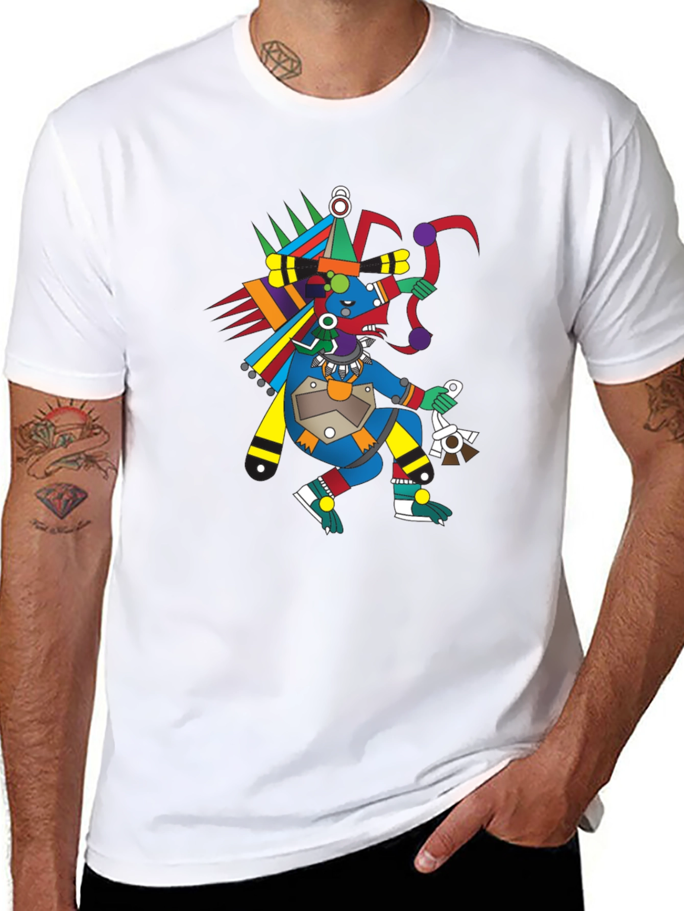 Aztec Warrior Graphic T-Shirt - Black Cotton Tee