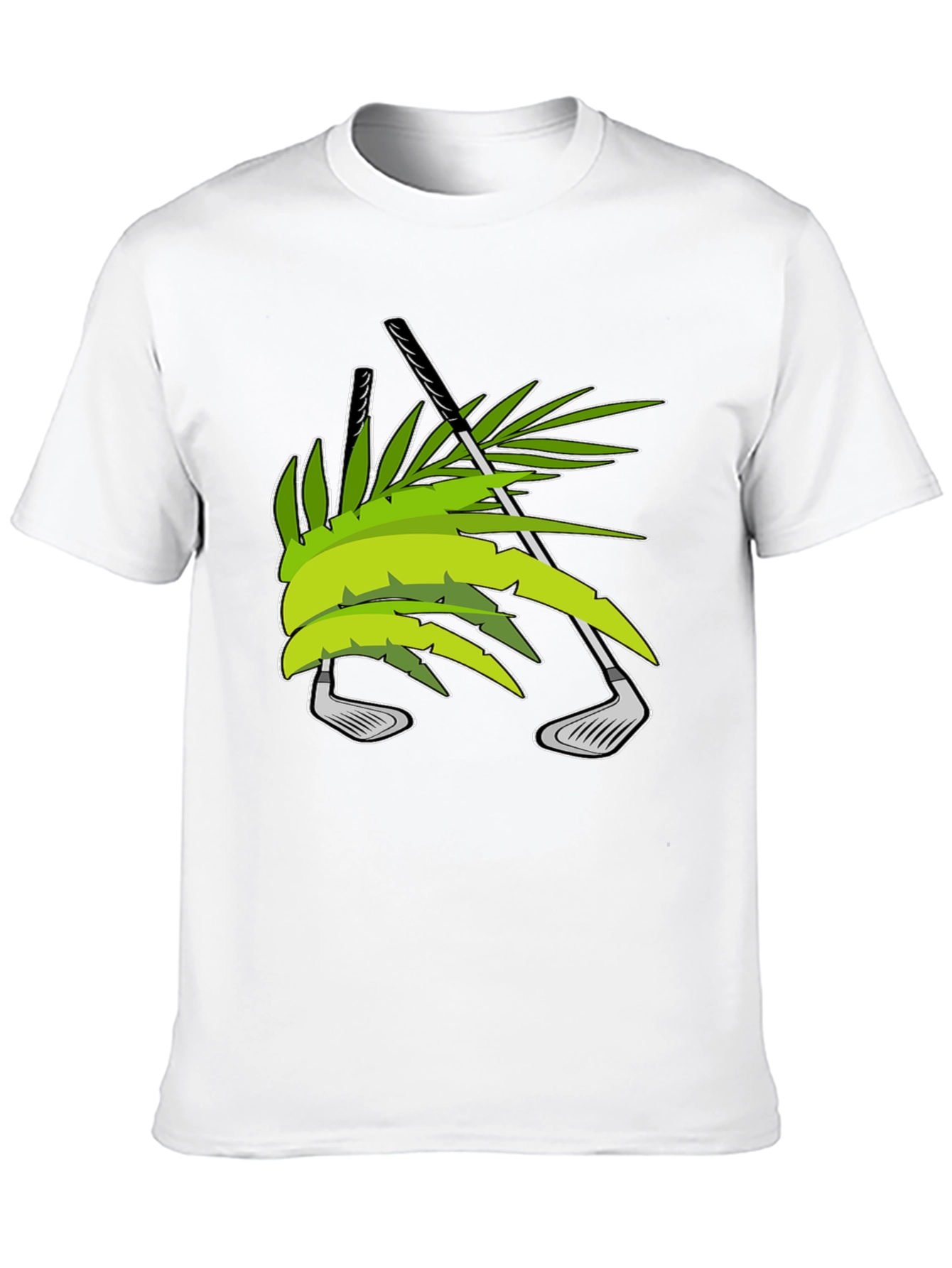 Tropical Golf T-Shirt - Palm & Clubs Design