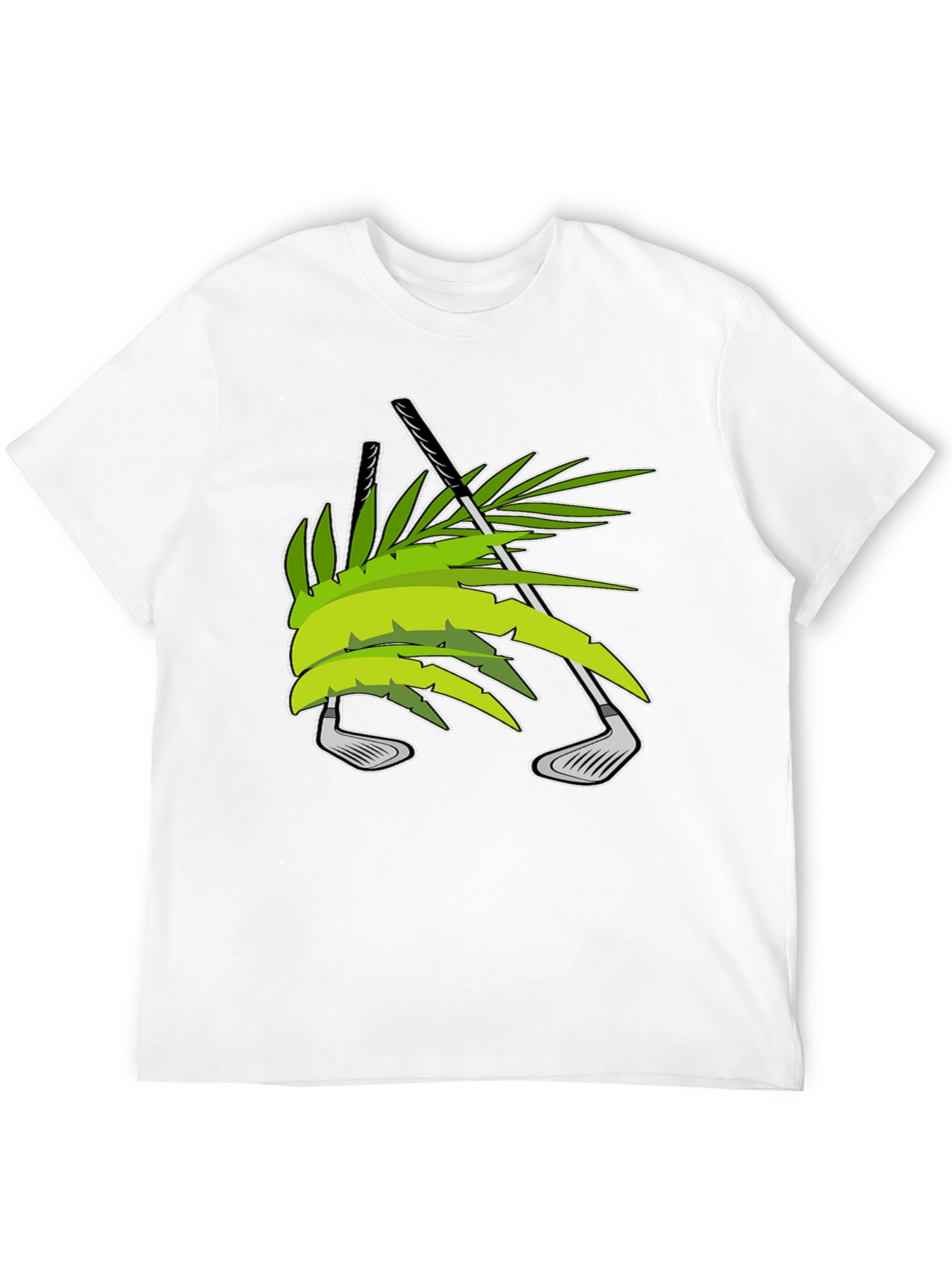 Tropical Golf T-Shirt - Palm & Clubs Design