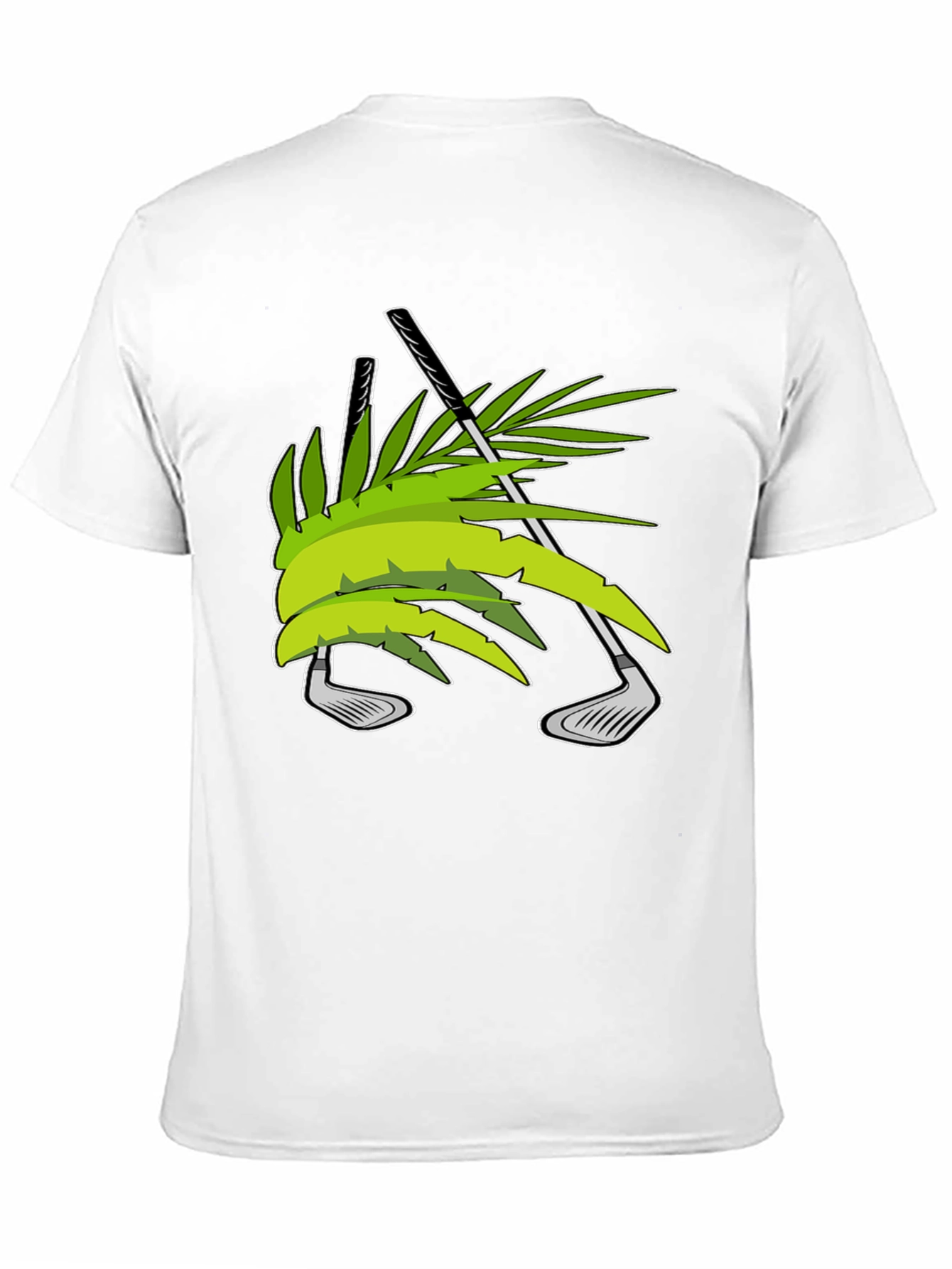 Tropical Golf T-Shirt - Palm & Clubs Design