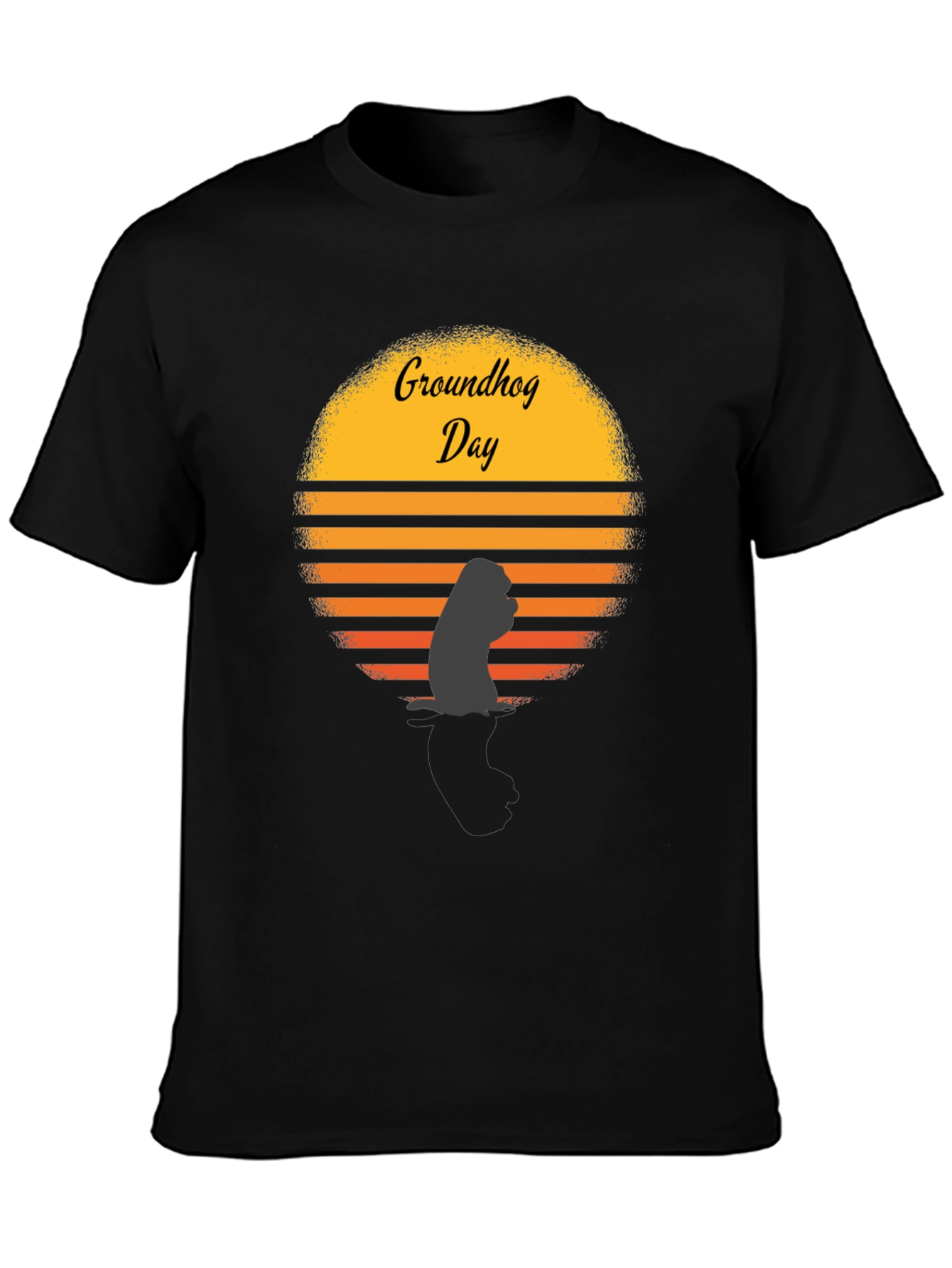 Groundhog Day Graphic Tee - Sunset Silhouette Design