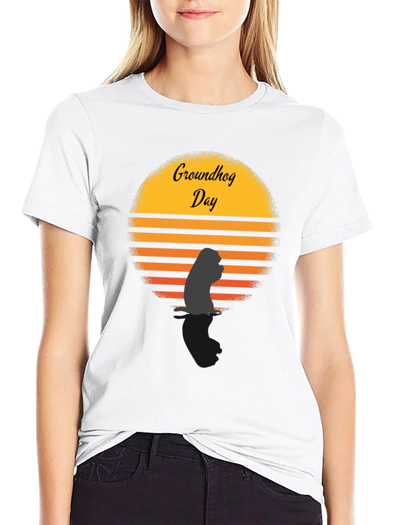 Groundhog Day Graphic Tee - Sunset Silhouette Design