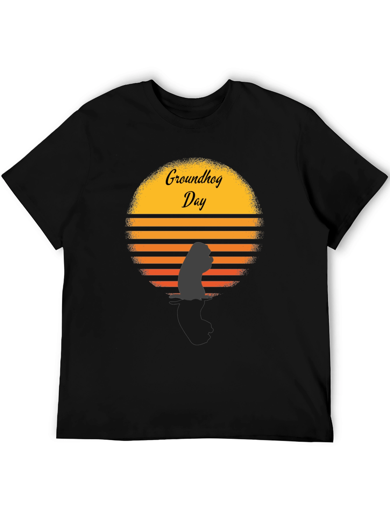 Groundhog Day Graphic Tee - Sunset Silhouette Design