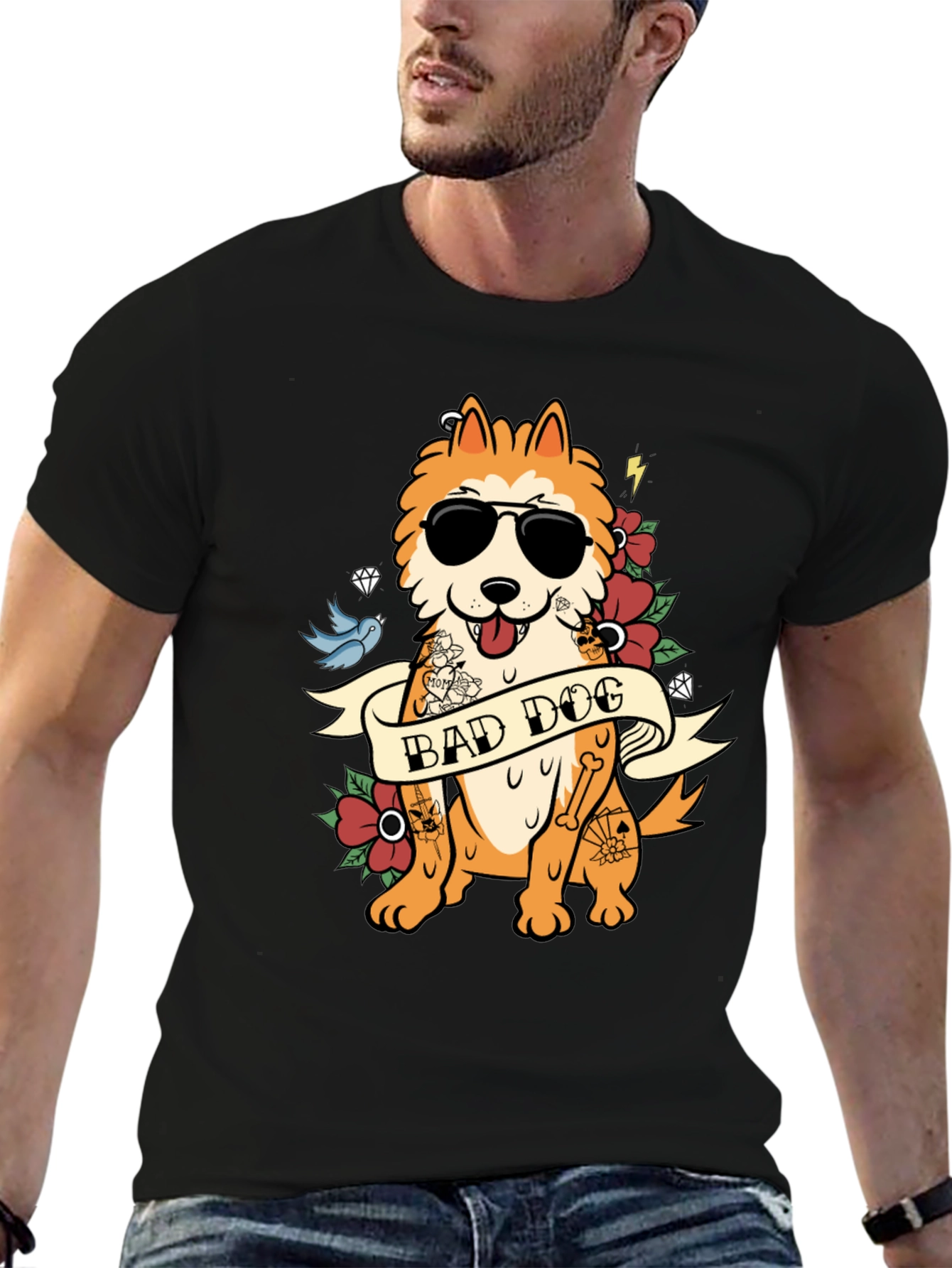 Bad Dog Tattoo T-Shirt: Cool Canine Style