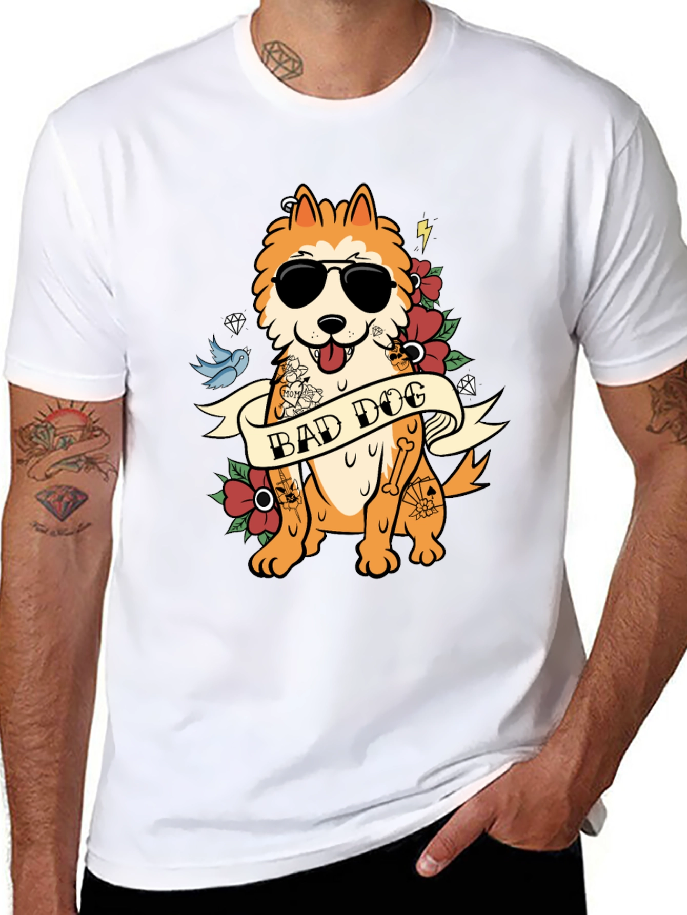 Bad Dog Tattoo T-Shirt: Cool Canine Style