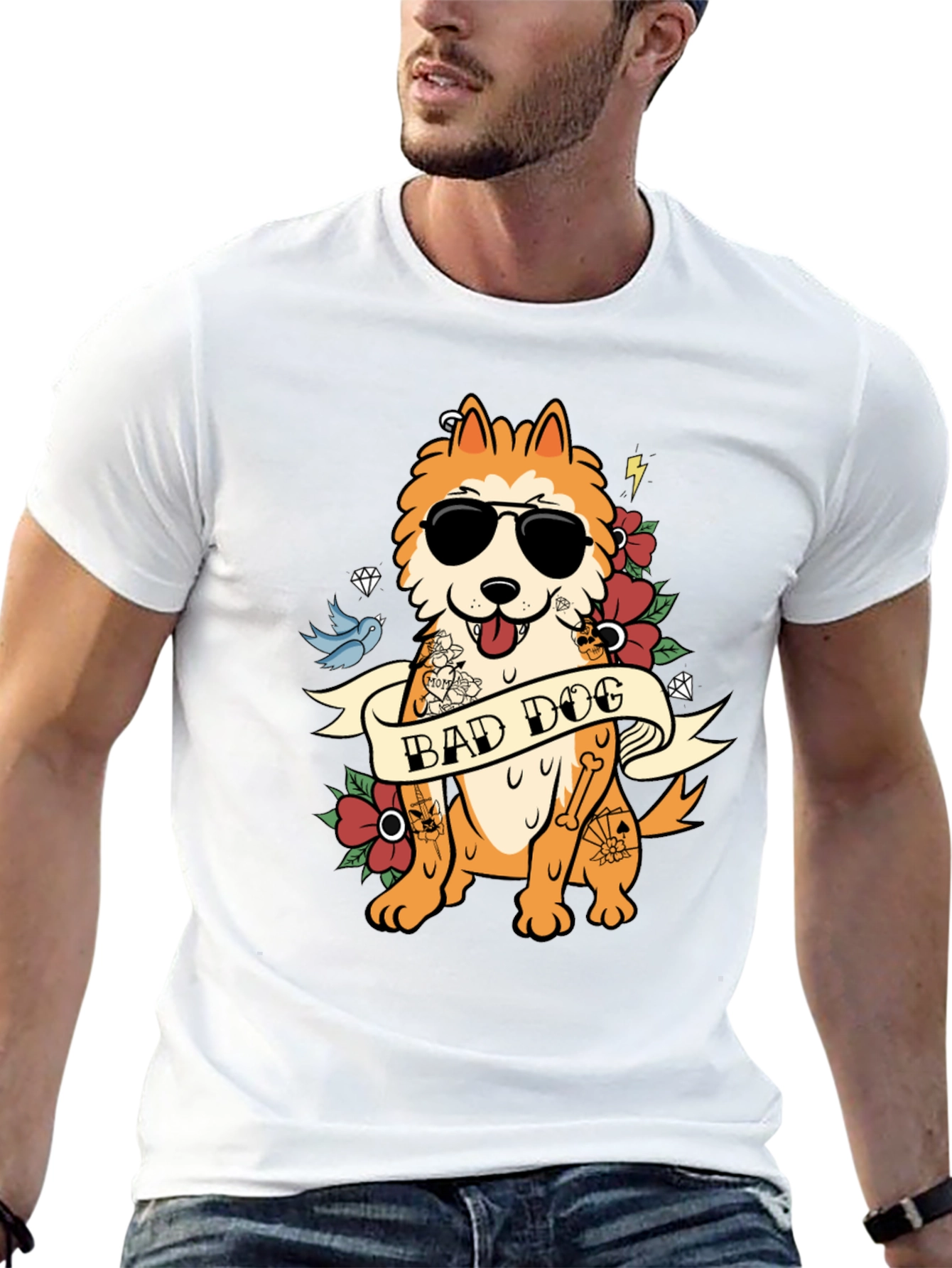 Bad Dog Tattoo T-Shirt: Cool Canine Style