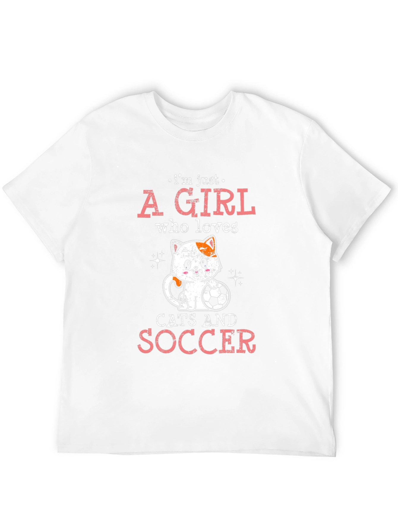 Cat and Soccer Lover T-Shirt - Girls Graphic Tee