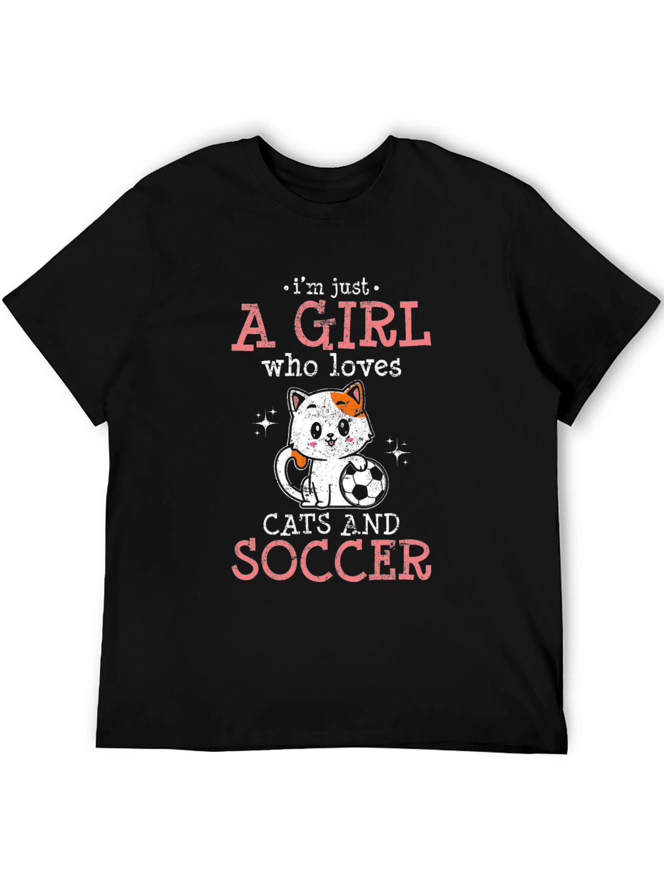 Cat and Soccer Lover T-Shirt - Girls Graphic Tee