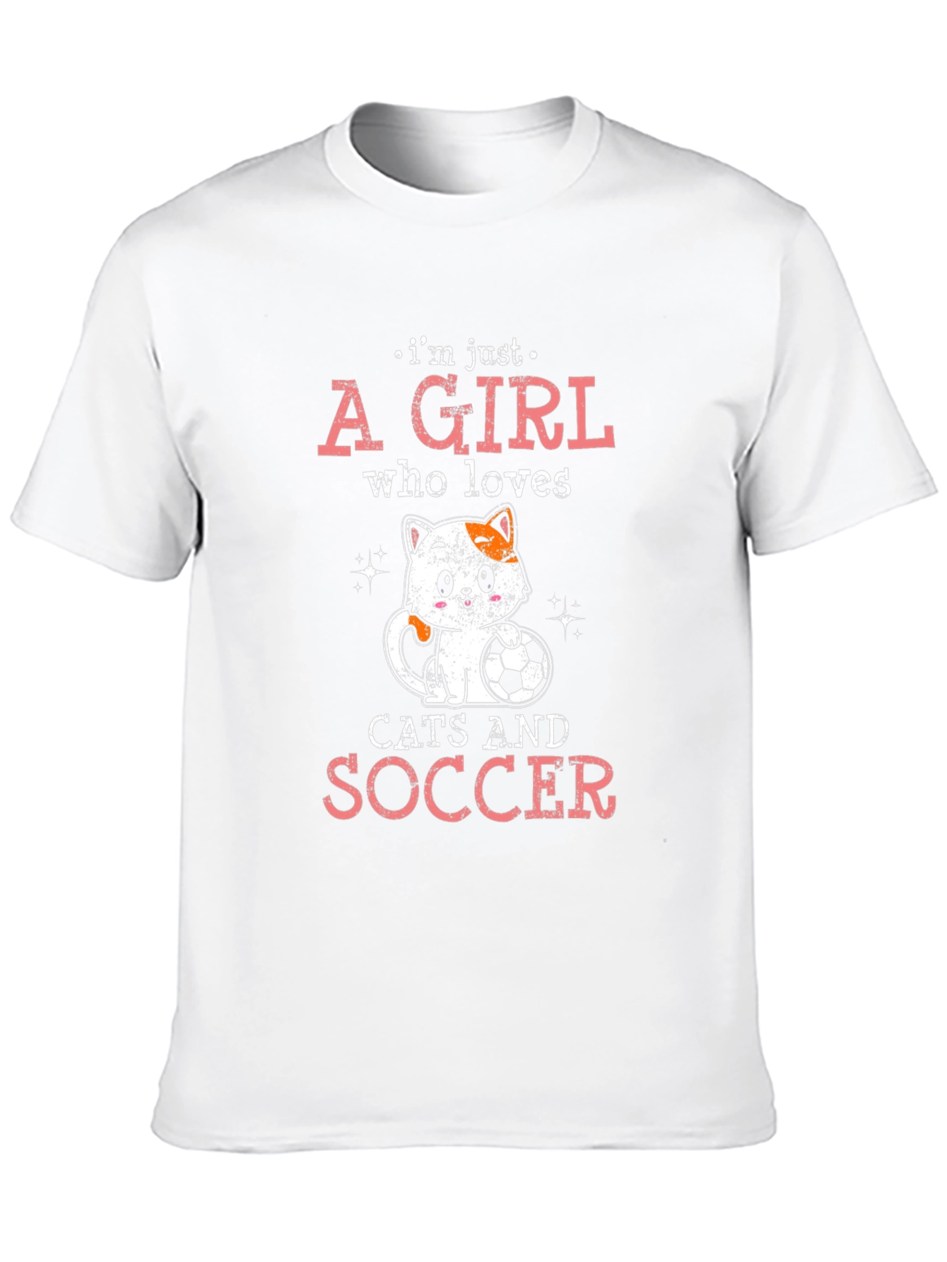 Cat and Soccer Lover T-Shirt - Girls Graphic Tee
