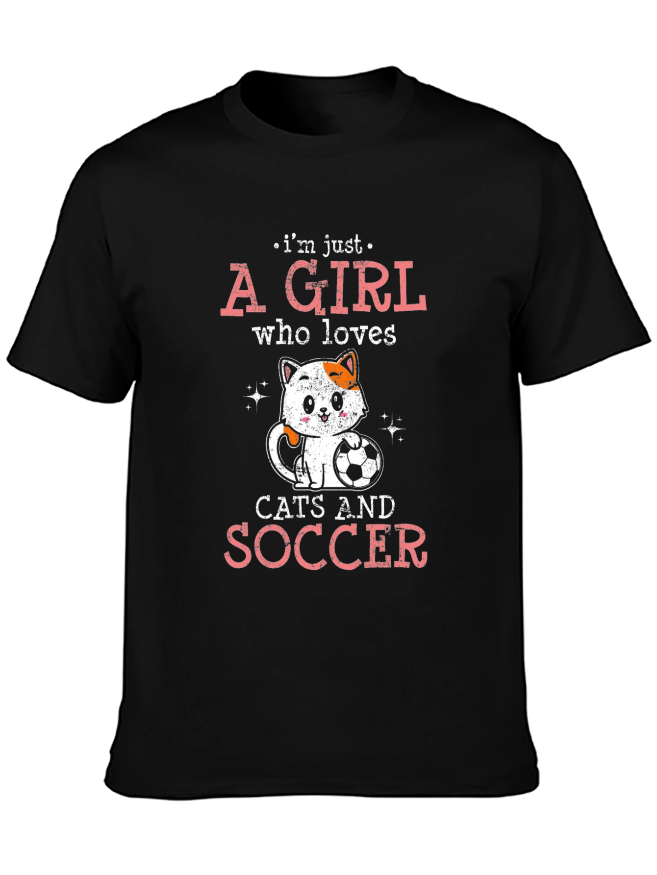 Cat and Soccer Lover T-Shirt - Girls Graphic Tee